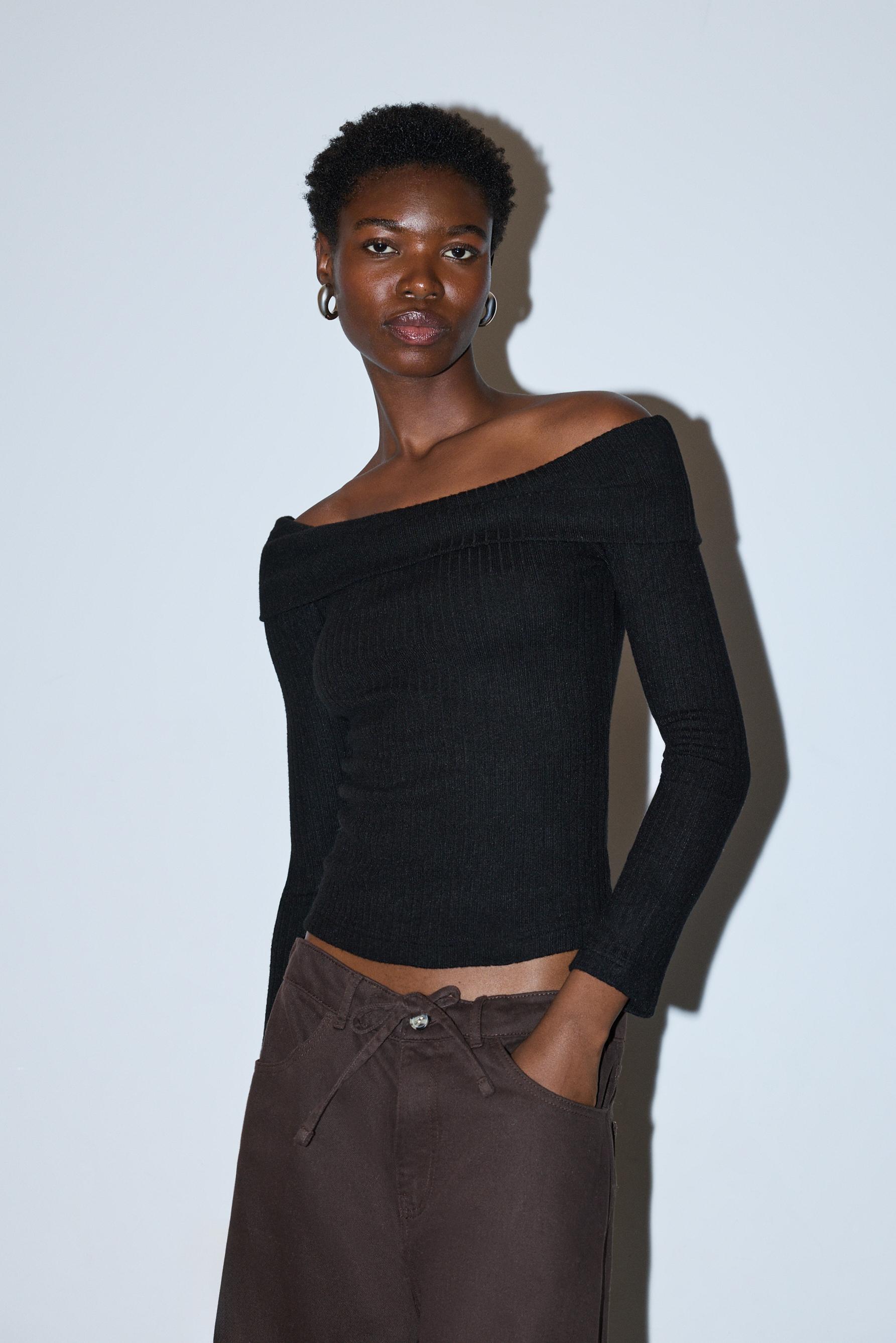 Top bardot punto cortado