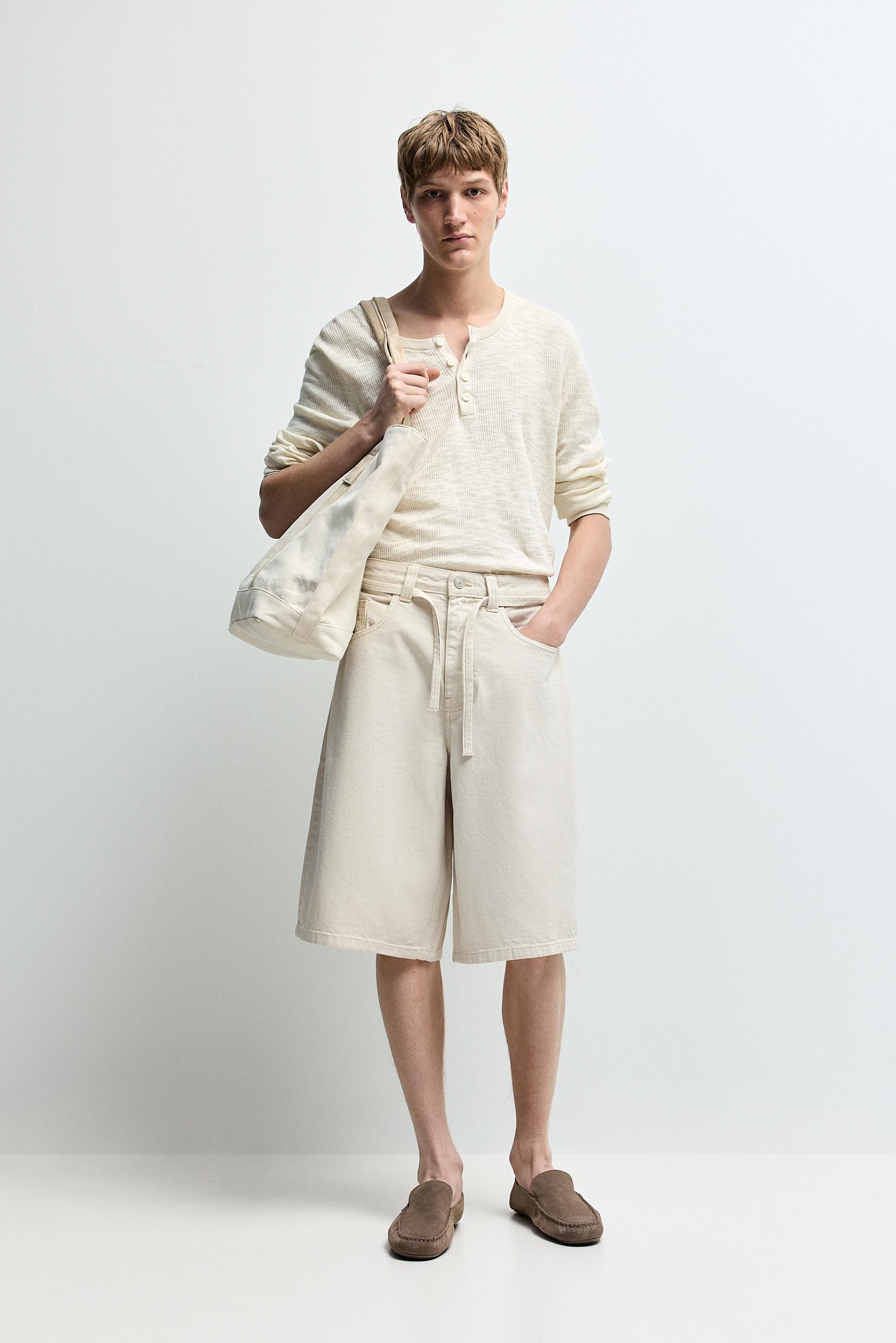 Bermuda denim baggy cordón