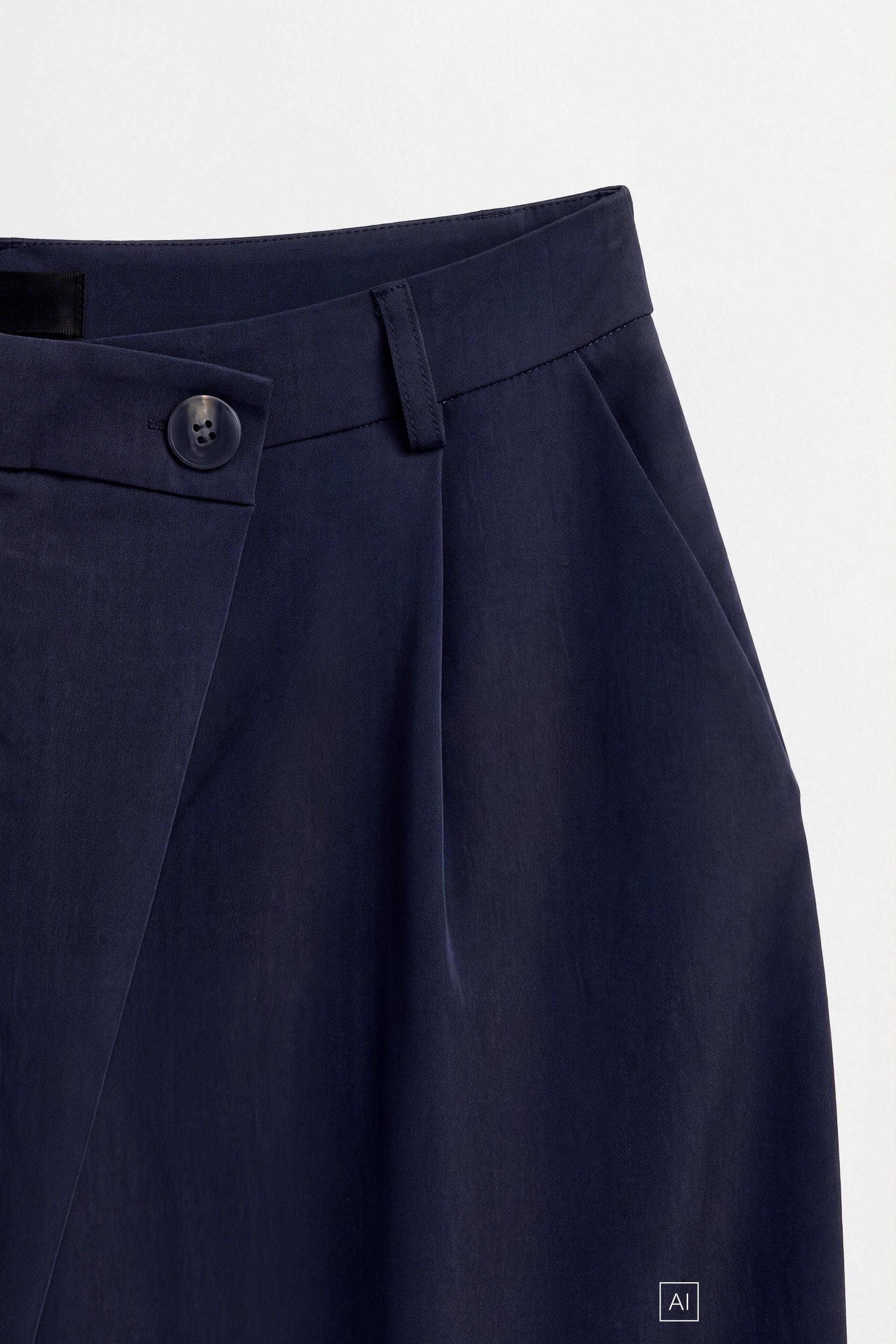 Asymmetrical waist barrel trousers — DARK NAVY