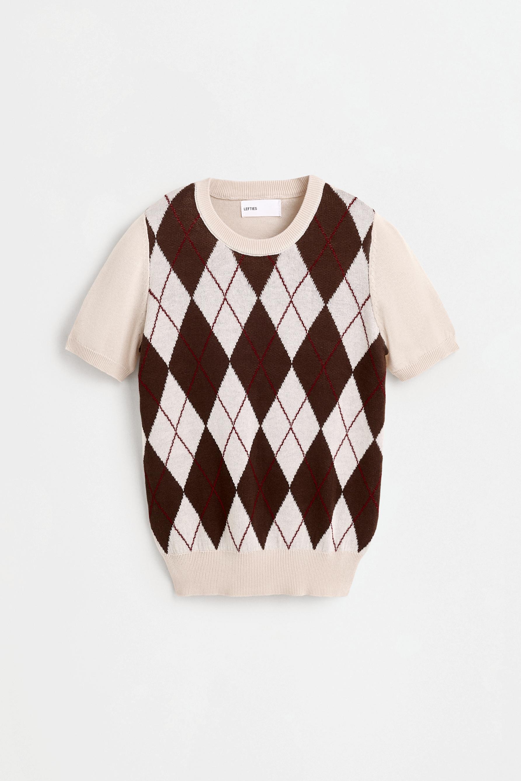 Argyle print sweater — ECRU