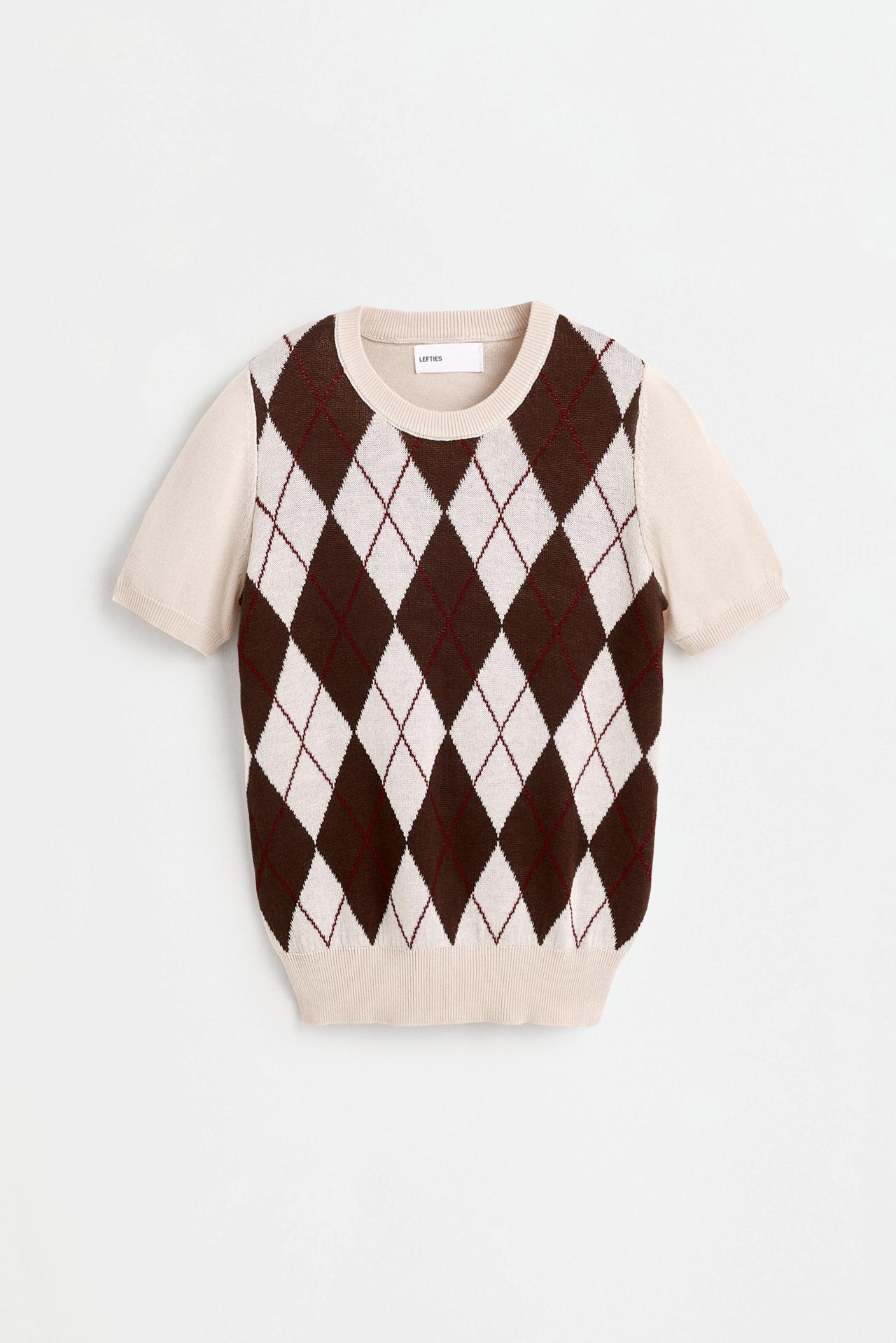 Argyle print sweater — ECRU