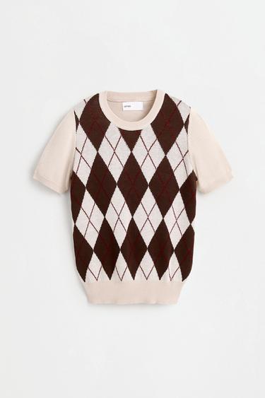 Argyle print sweater — ECRU 6