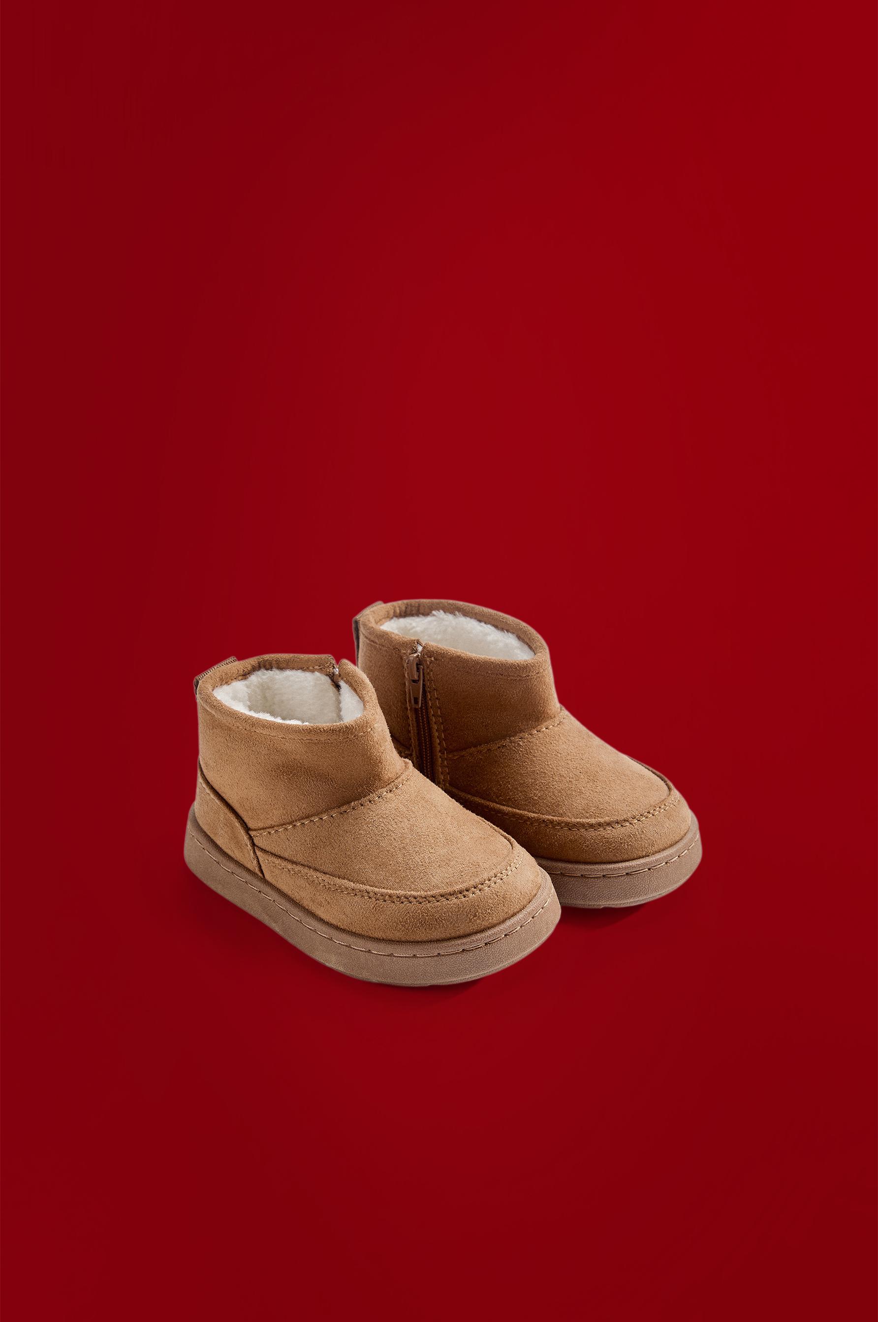 Lined faux fur boot — BEIGE