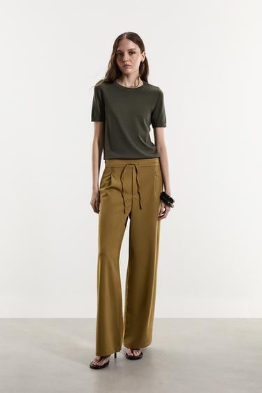 Basic straight trousers — DARK KHAKI 1