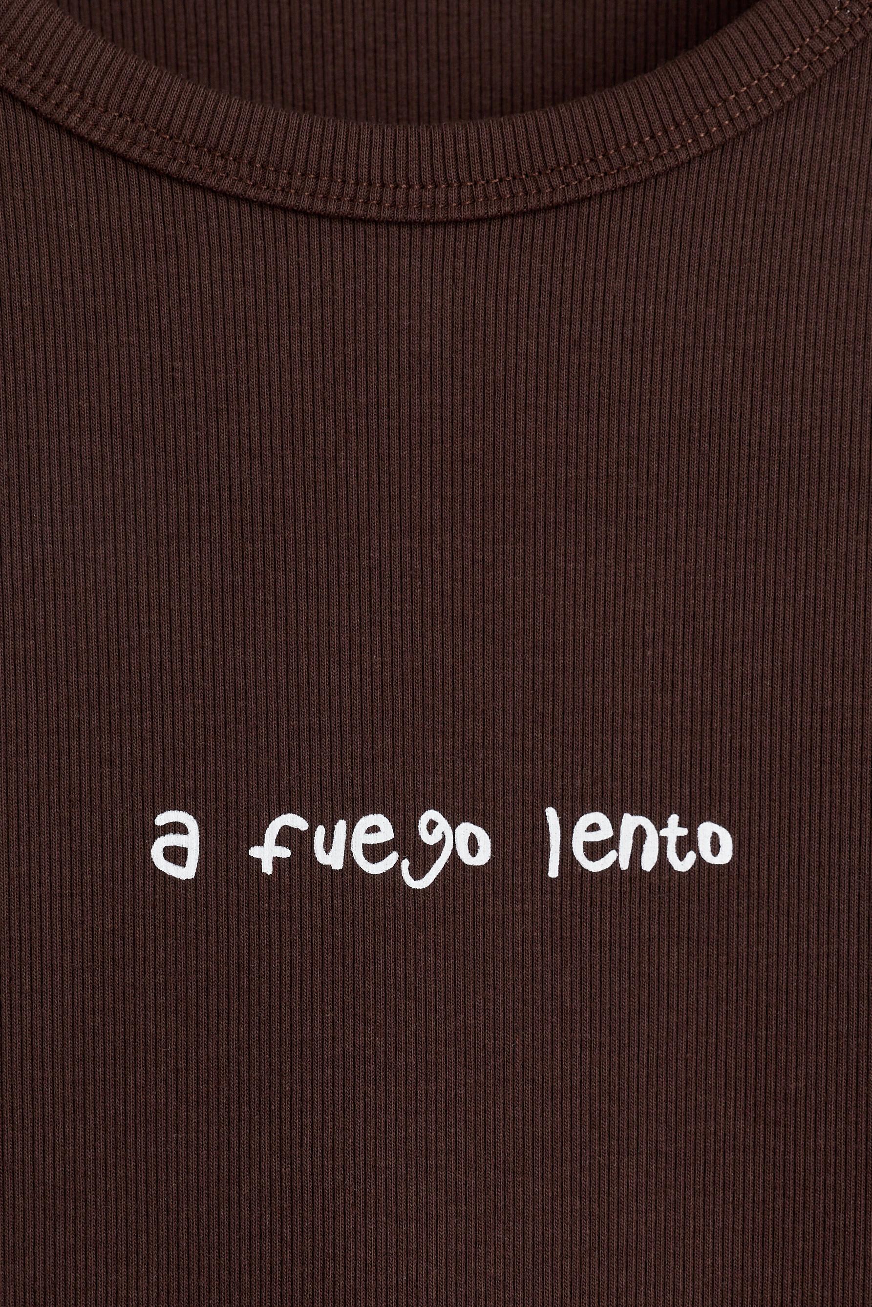 Printed strappy T-shirt — BROWN
