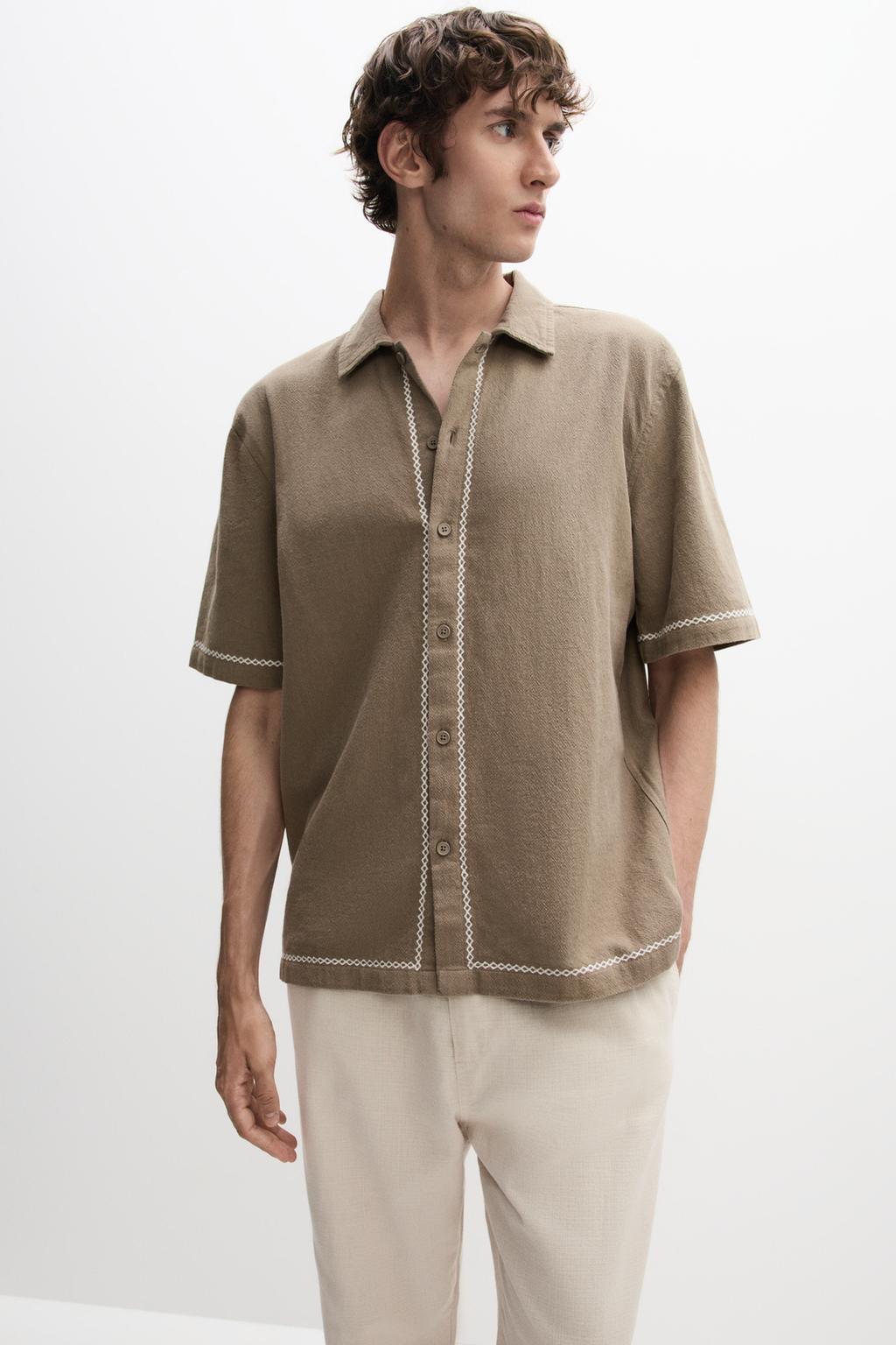 Textured crepe shirt