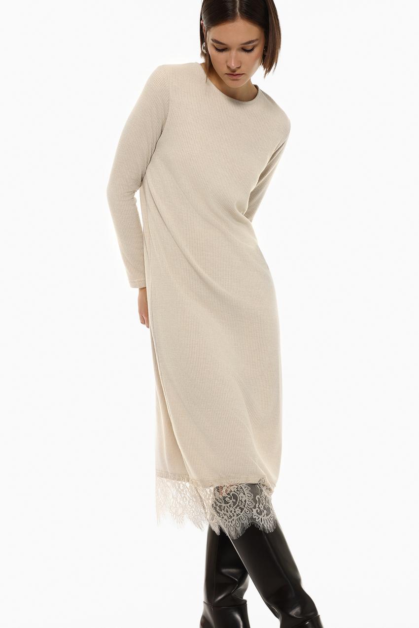 Vestido Corto Vestido Largo Con Zapato Plano Vestido Punto Cortado