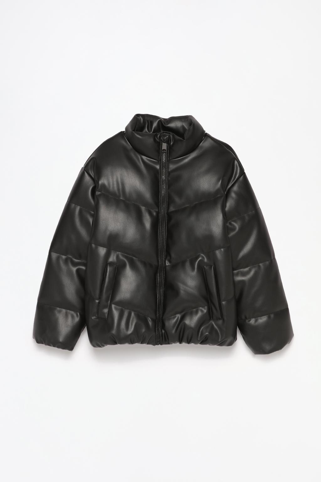 Leather effect puffer jacket