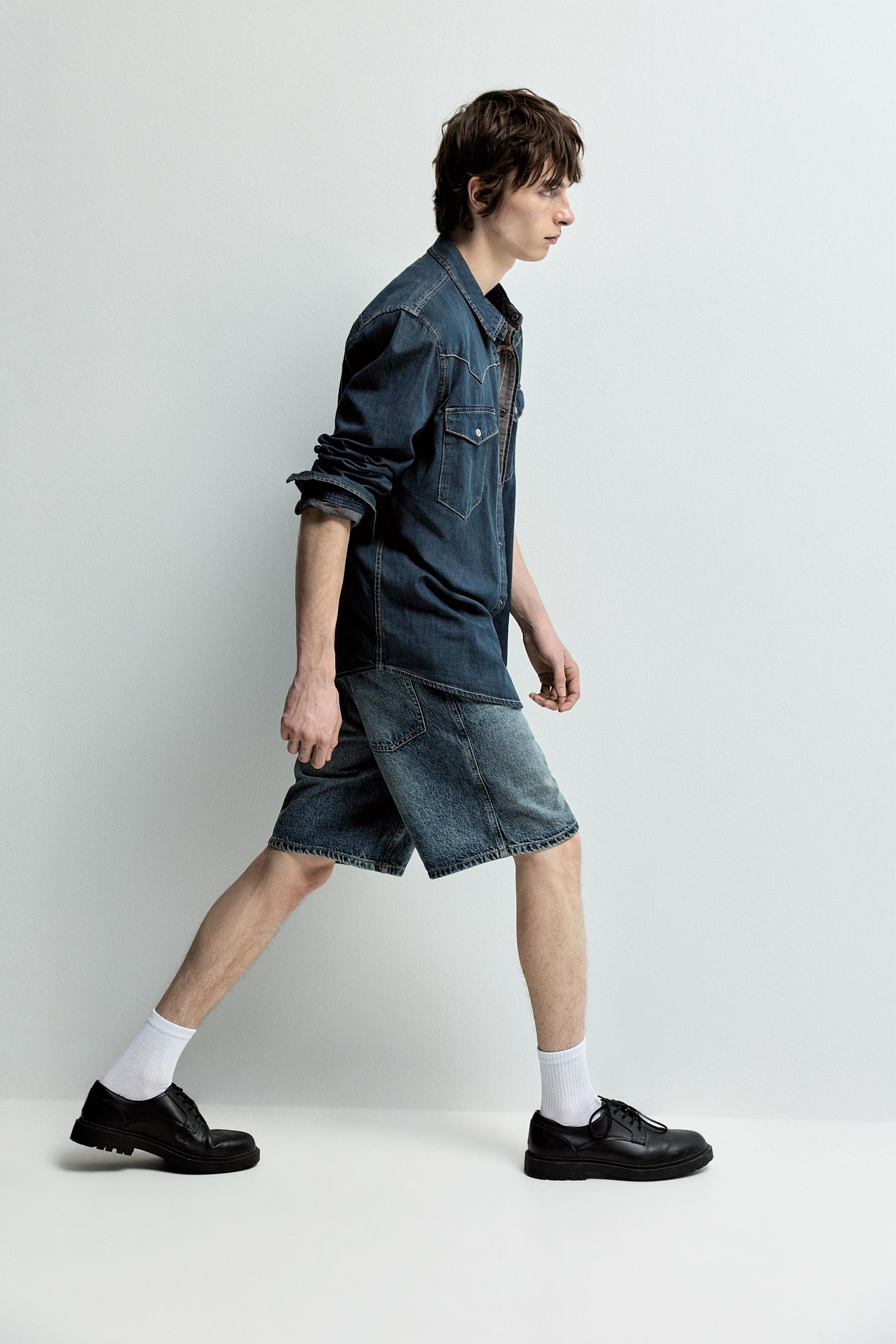 Straight denim Bermuda shorts — ROYAL BLUE
