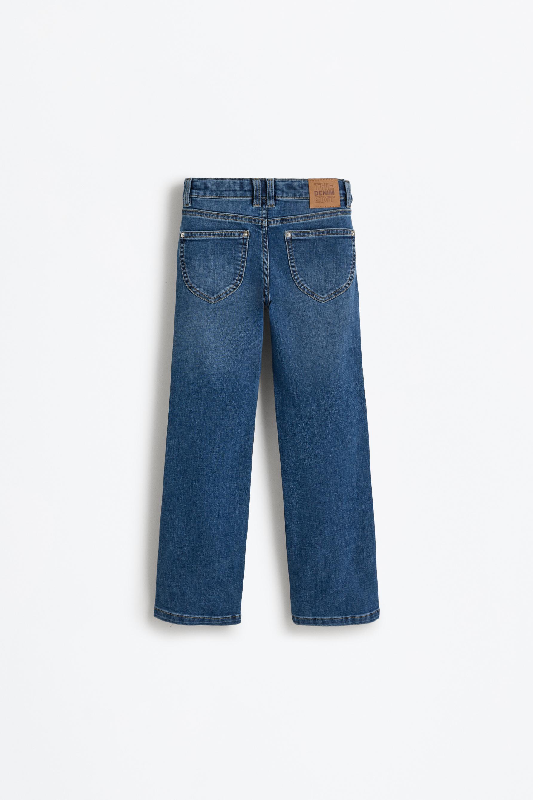 Bell bottom jeans with buttons — MEDIUM BLUE
