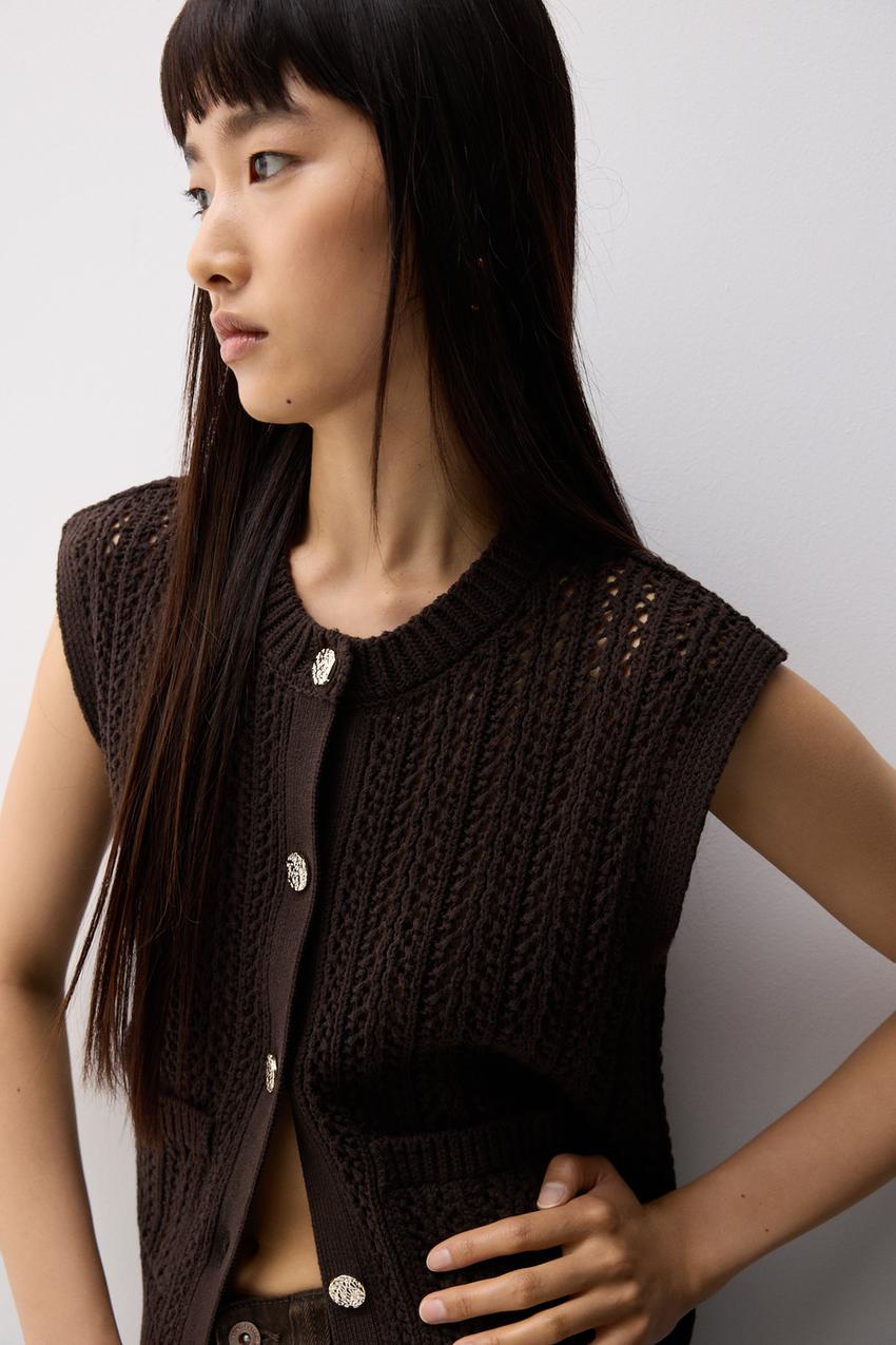 Chaleco punto calado Tops ROPA Mujer Lefties ESPAÑA