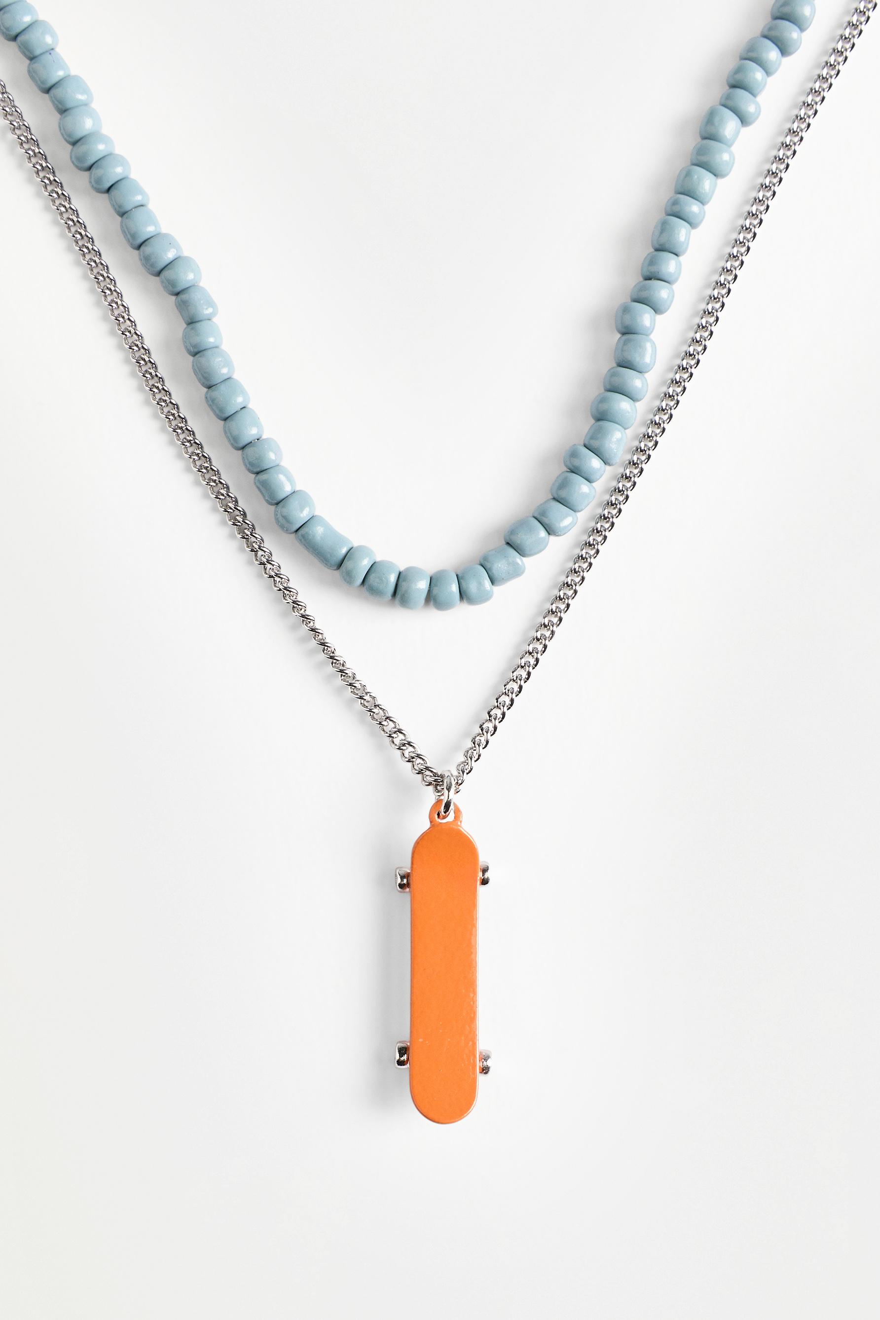 Double skate necklace — BLUE/WHITE