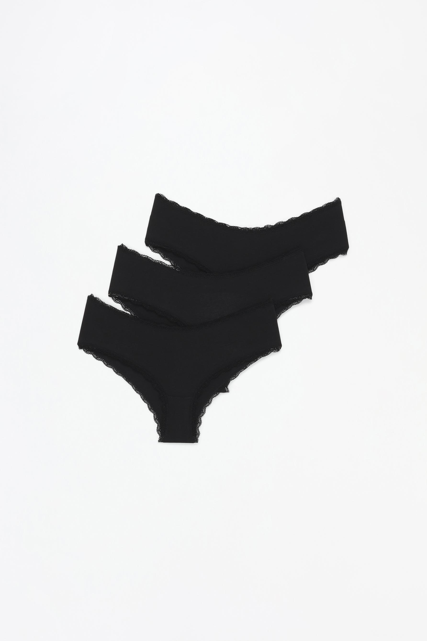 Stretch cotton hipster briefs (3-pack) — BLACK