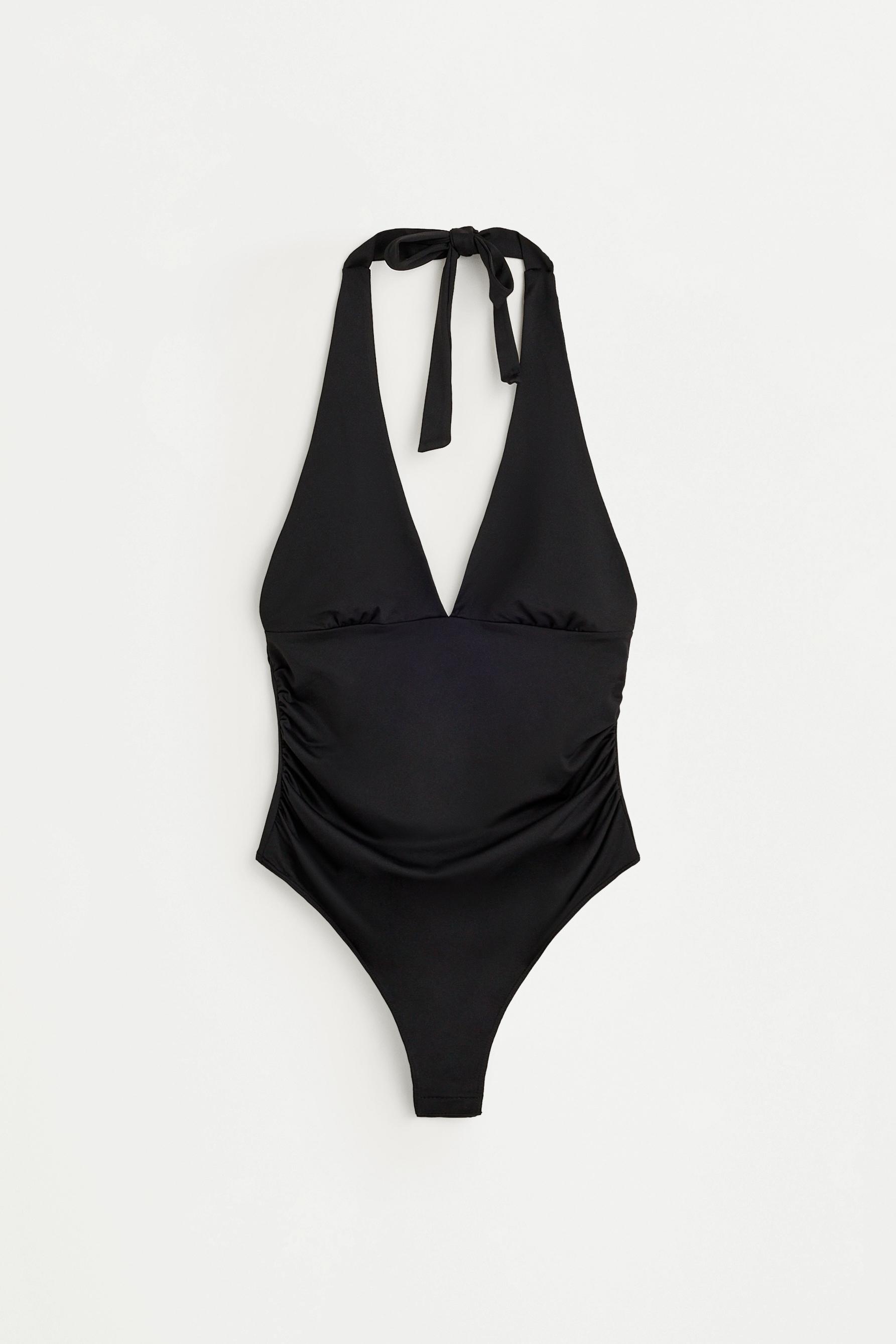 Polyamide halter neck bodysuit — BLACK