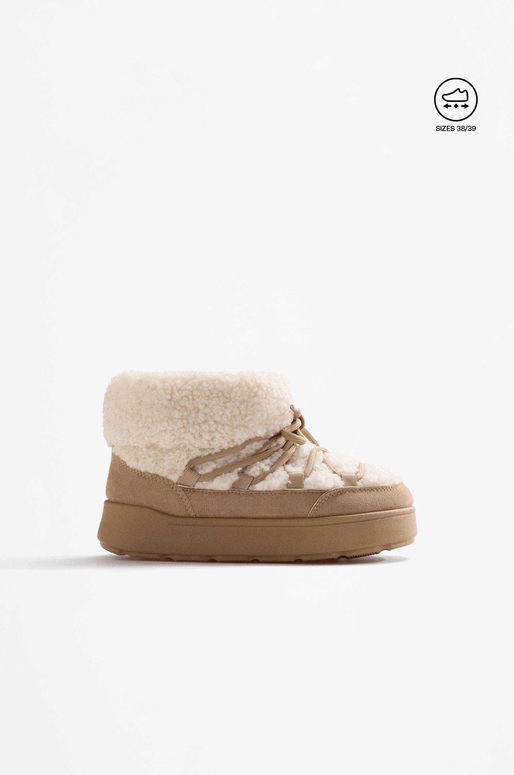 Lace-up snow boot — BROWNISH TONE