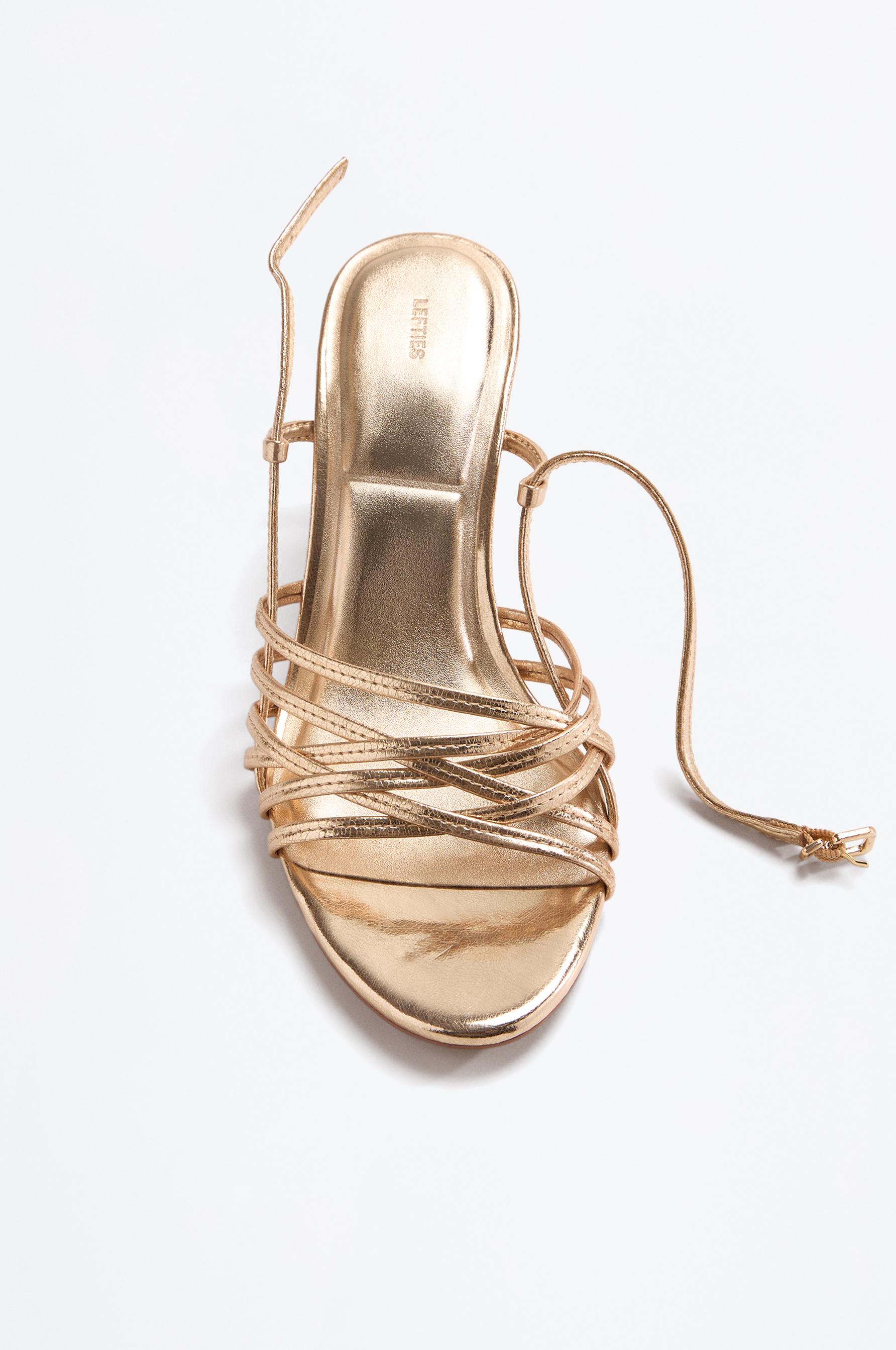 Gold multi-strap heeled sandals — GOLD