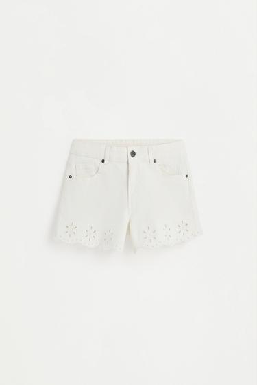 Swiss embroidery denim shorts — OFF WHITE 6