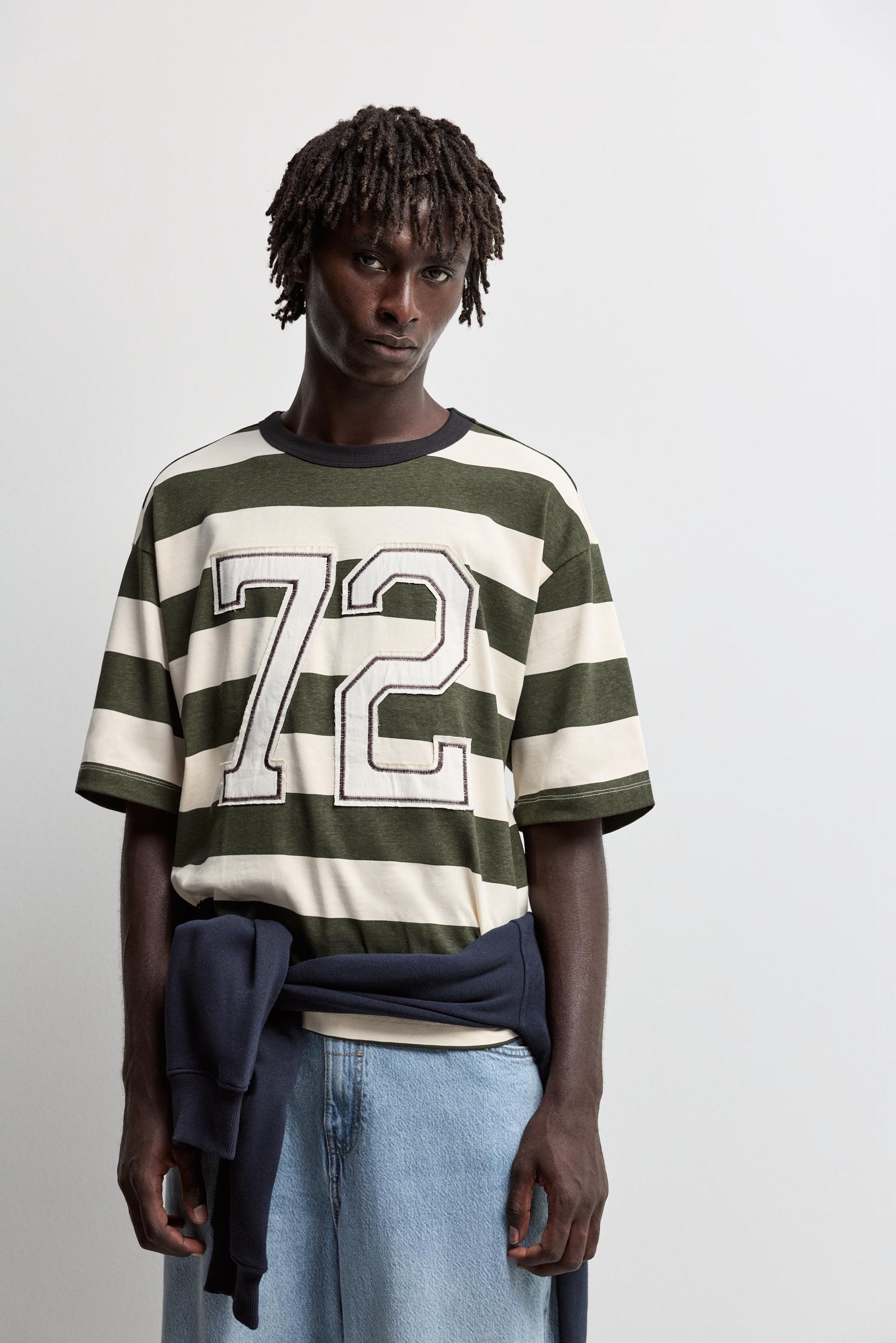 Striped T-shirt with patch — BUTTER