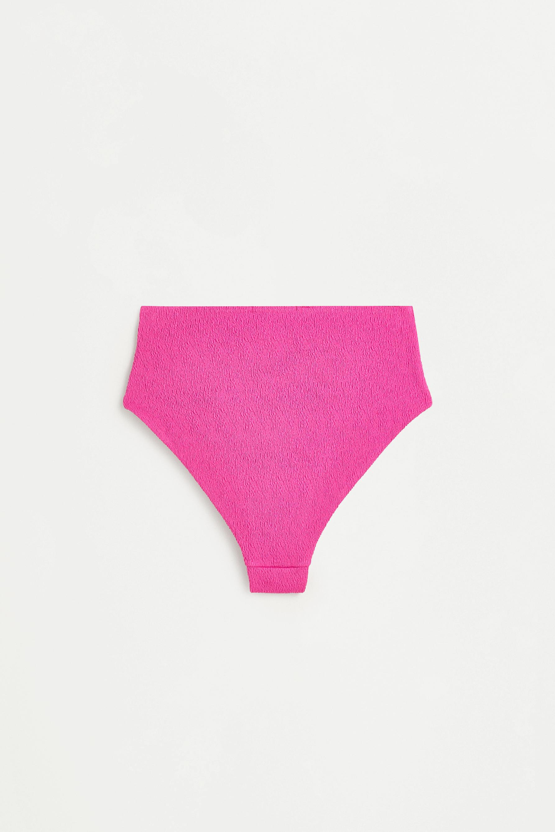 Textured high-waist bikini bottoms — PINK