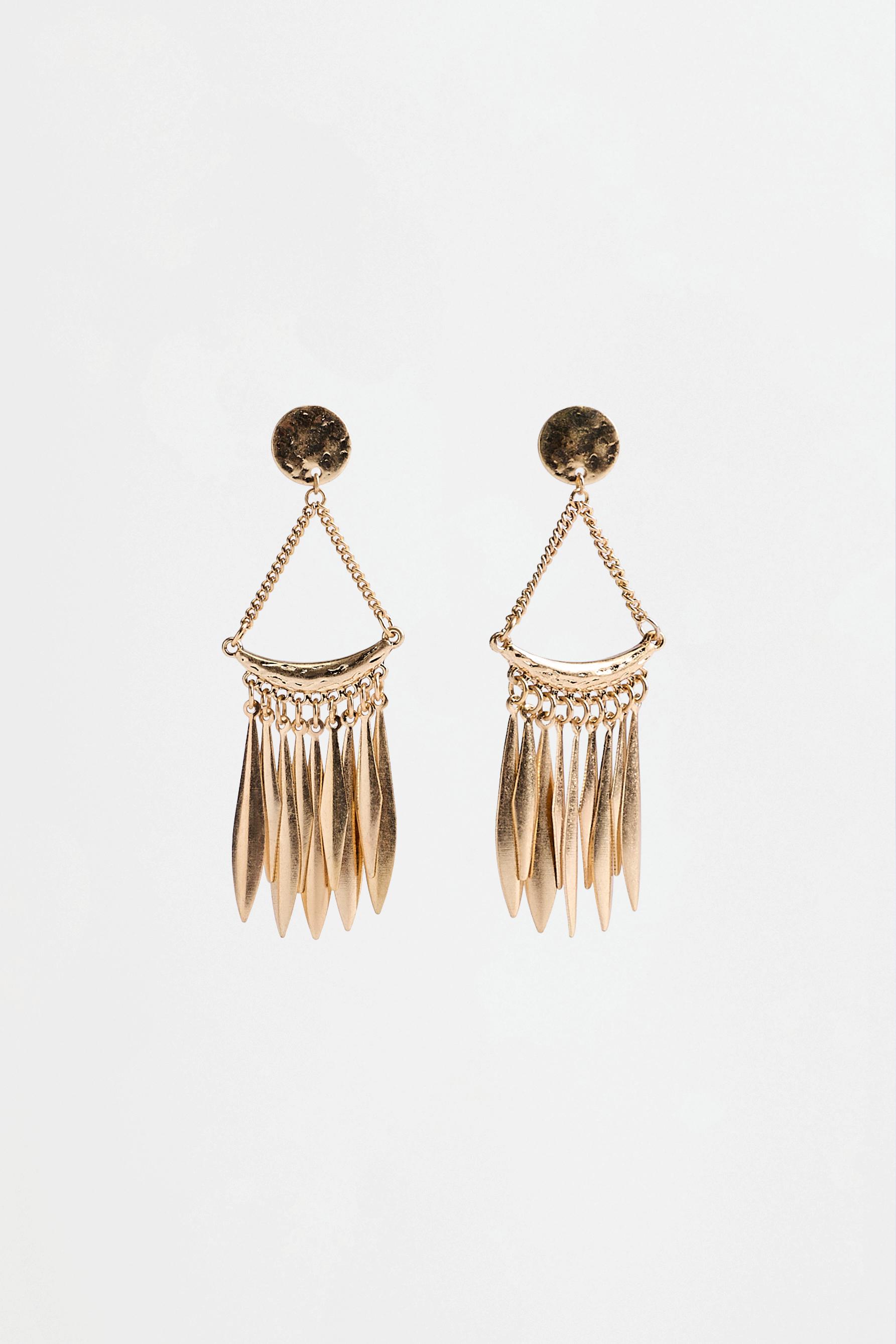 Feather dangle earrings — GOLD