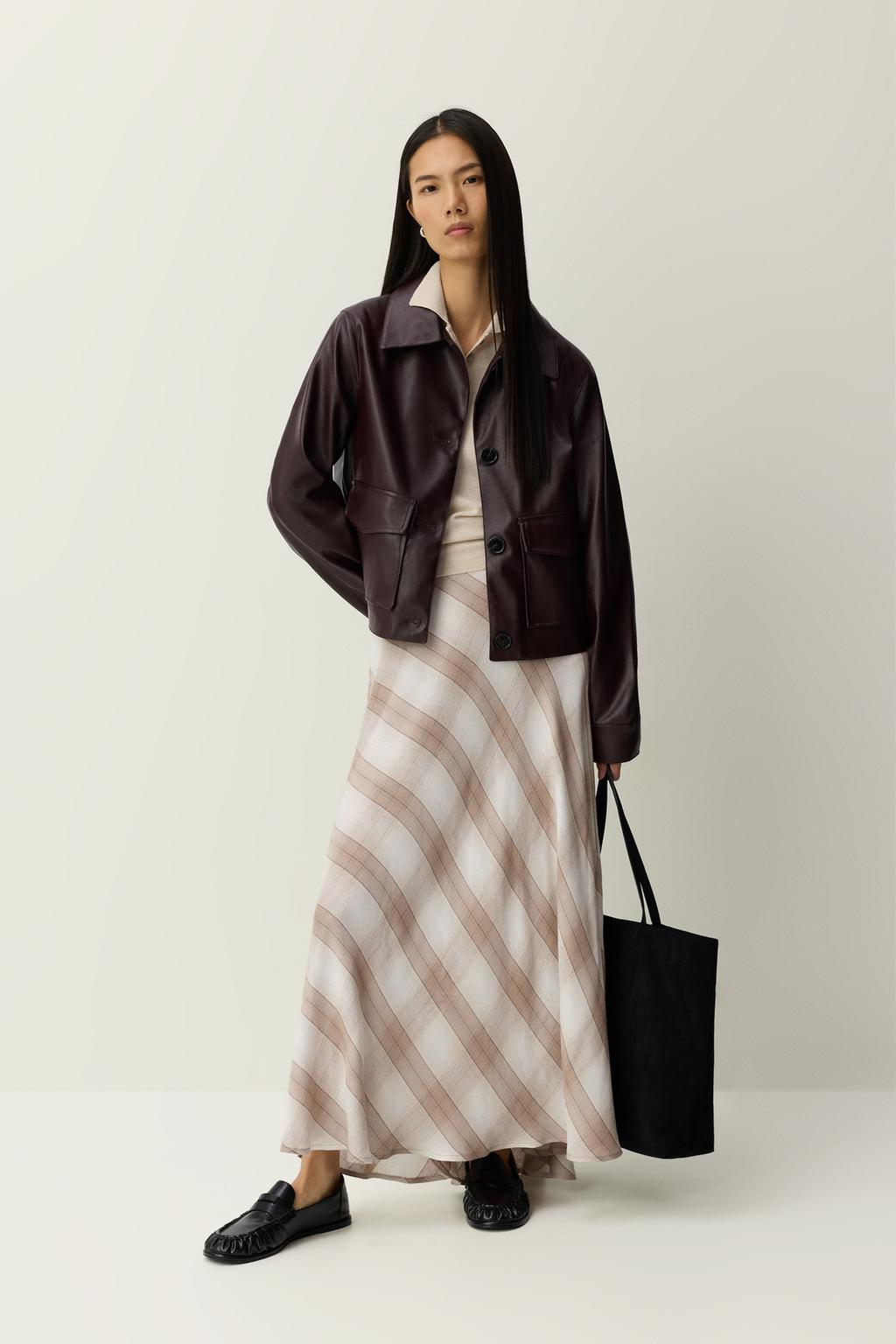 Check midi skirt