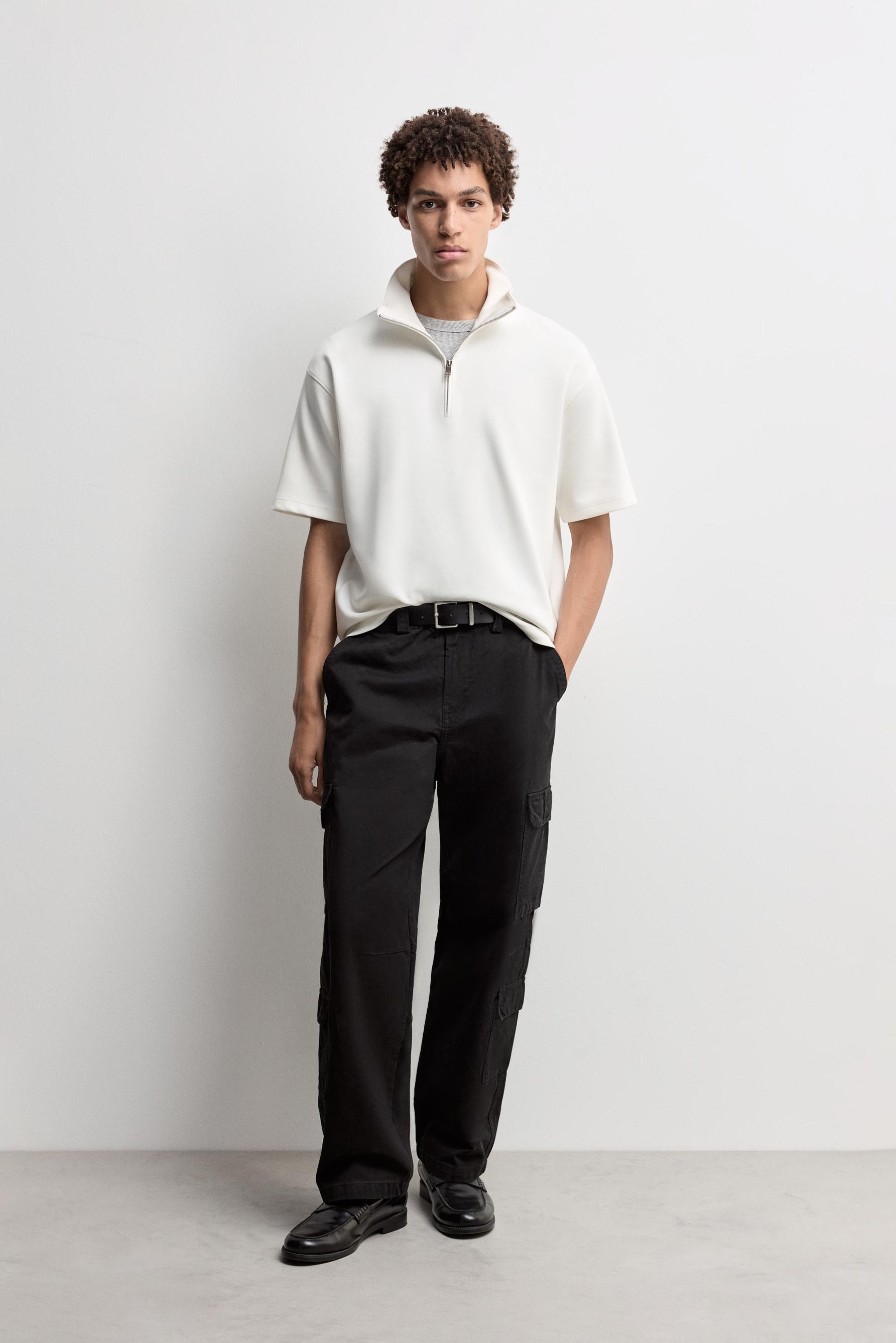 Interlock polo shirt with zip — OFF WHITE