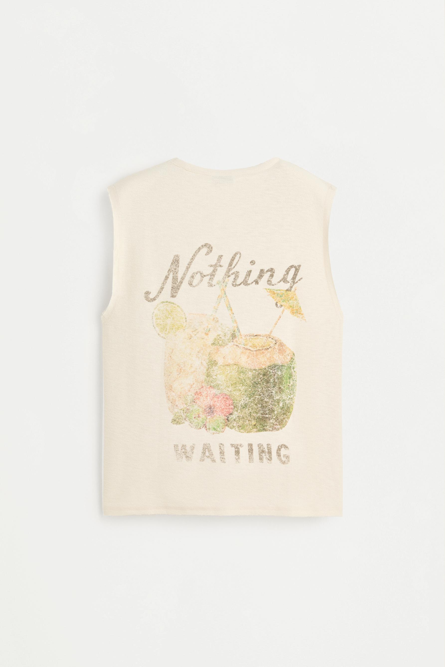 Printed sleeveless T-shirt — VANILLA