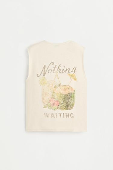 Printed sleeveless T-shirt — VANILLA 8