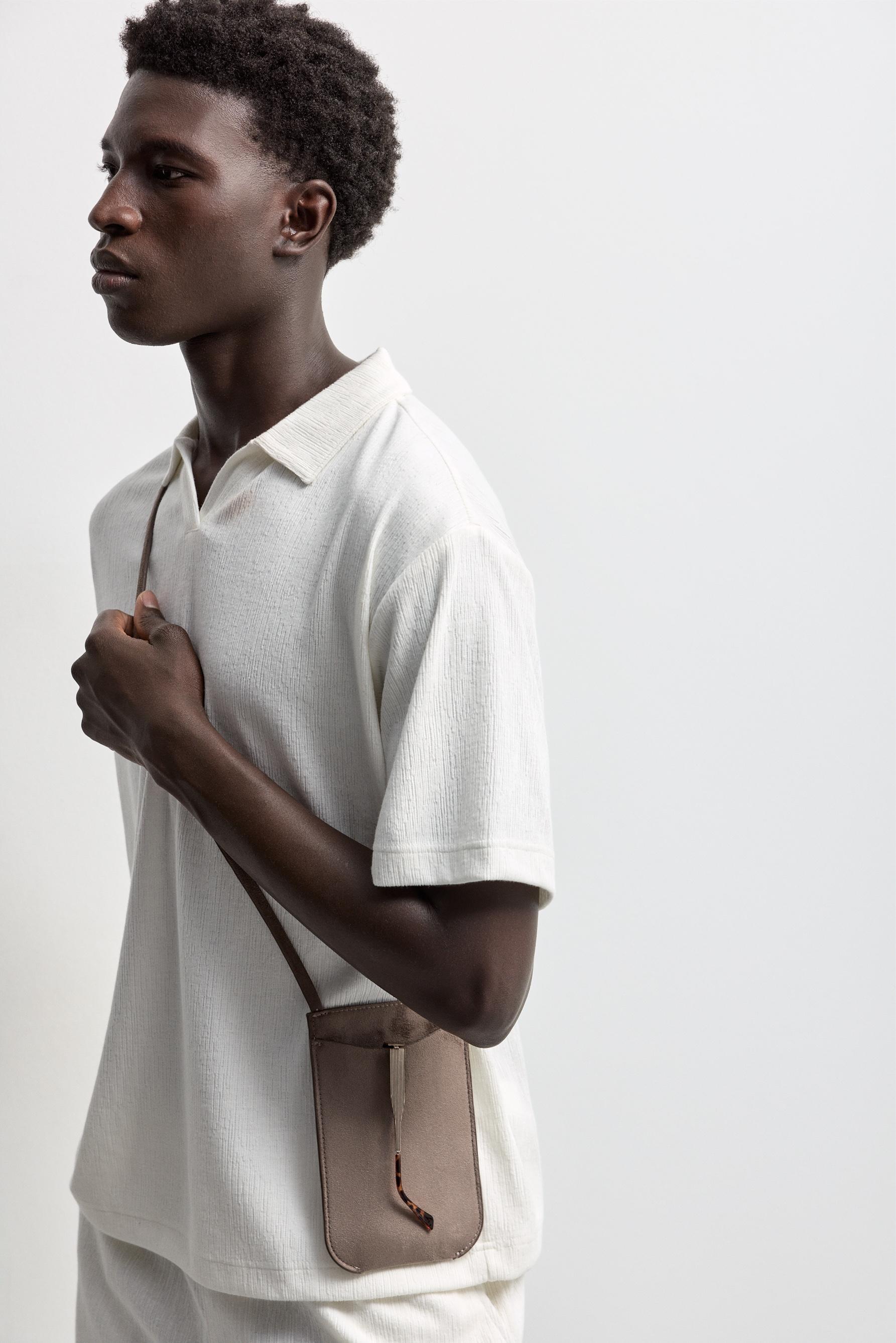 Rustic texture polo shirt — OFF WHITE