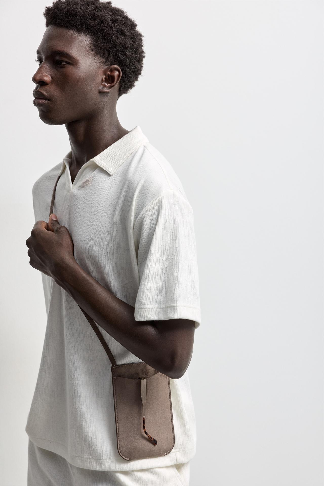 Rustic texture polo shirt — OFF WHITE