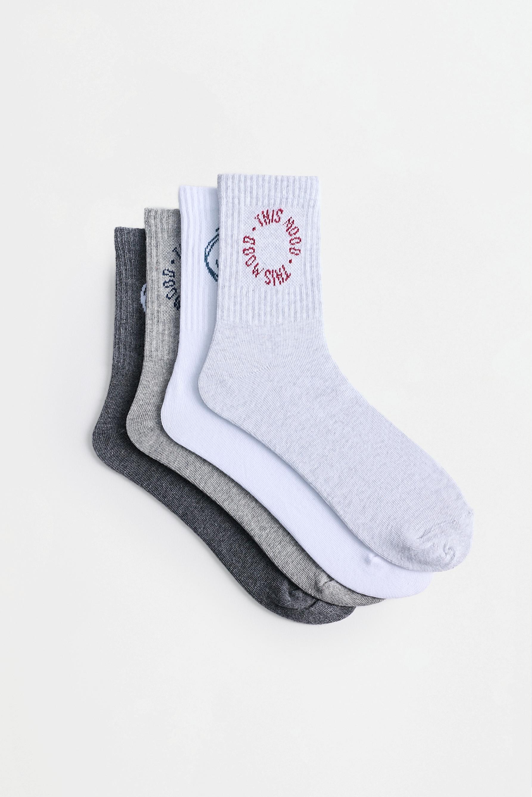 Calcetines tobillero alto texto (Pack 4)