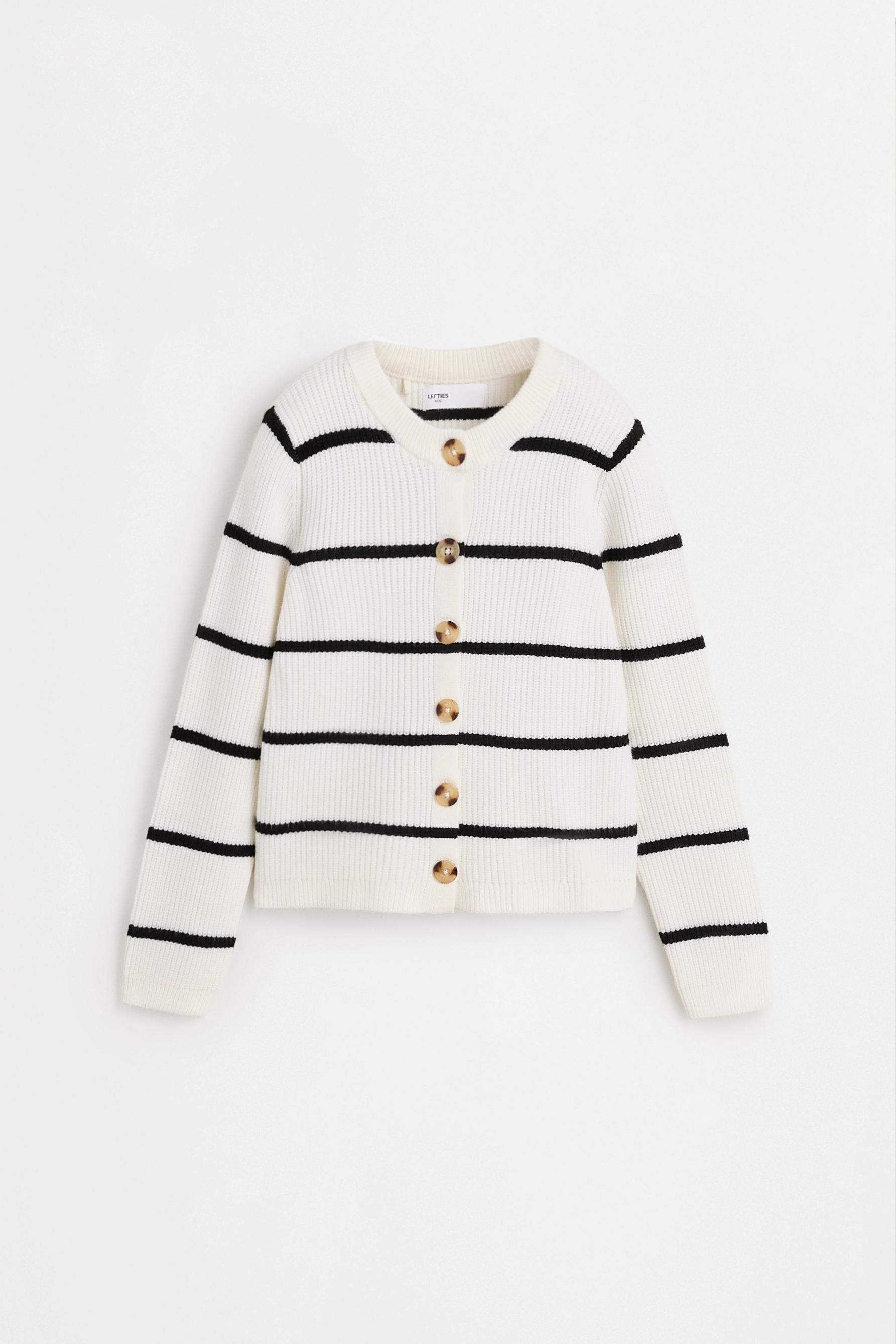 Knit cardigan — BLACK/WHITE