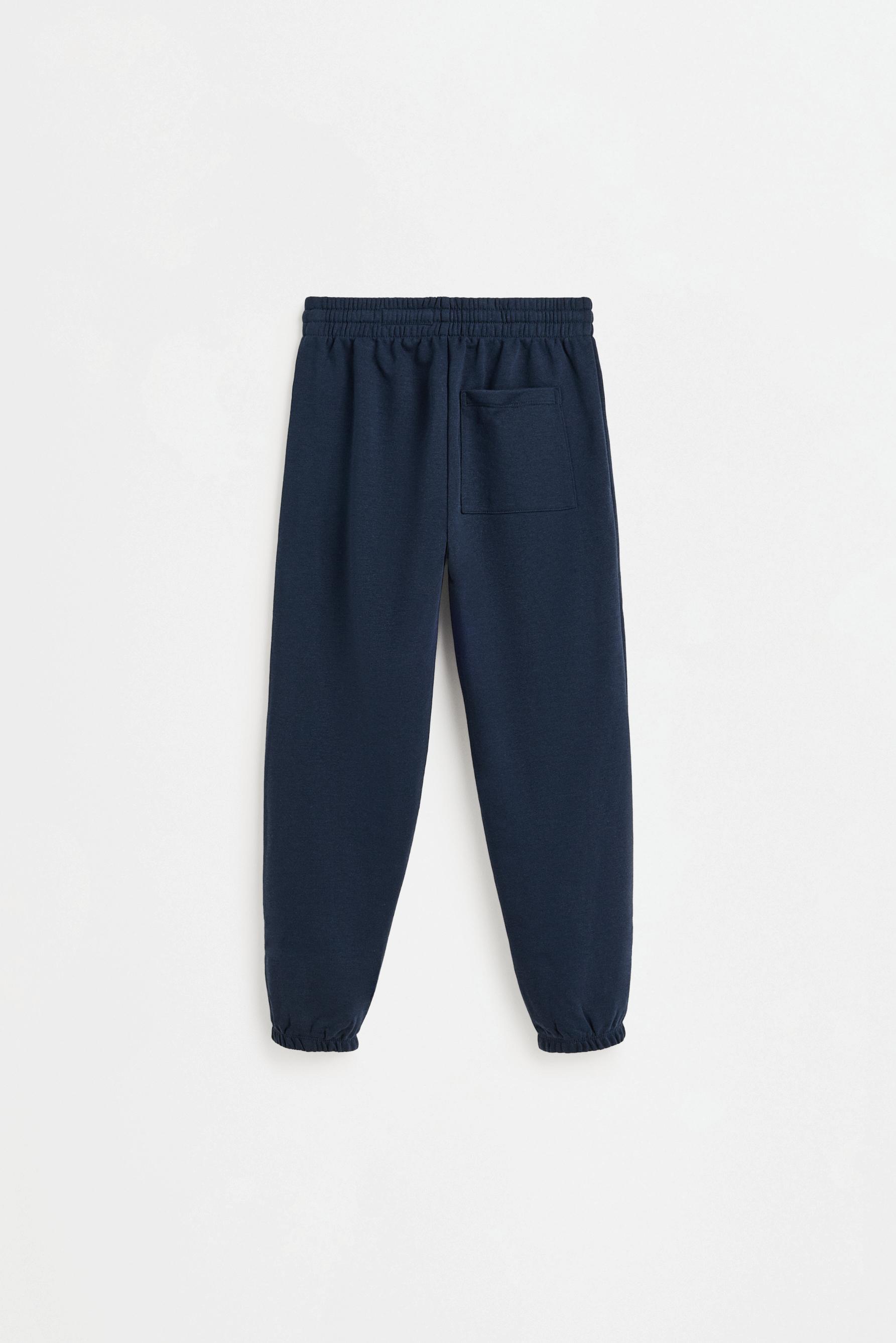Solid plush trousers — NAVY