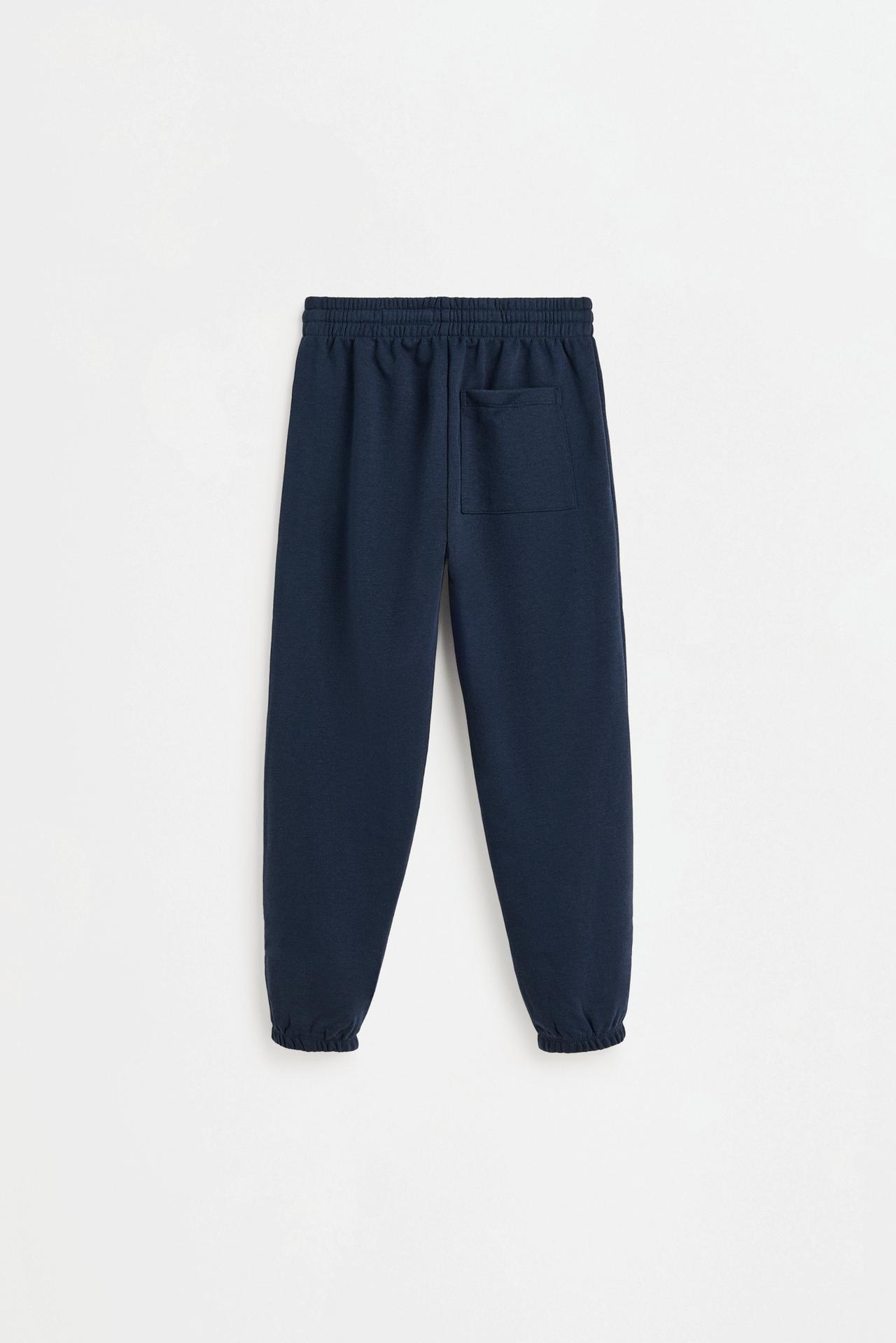 Solid plush trousers — NAVY
