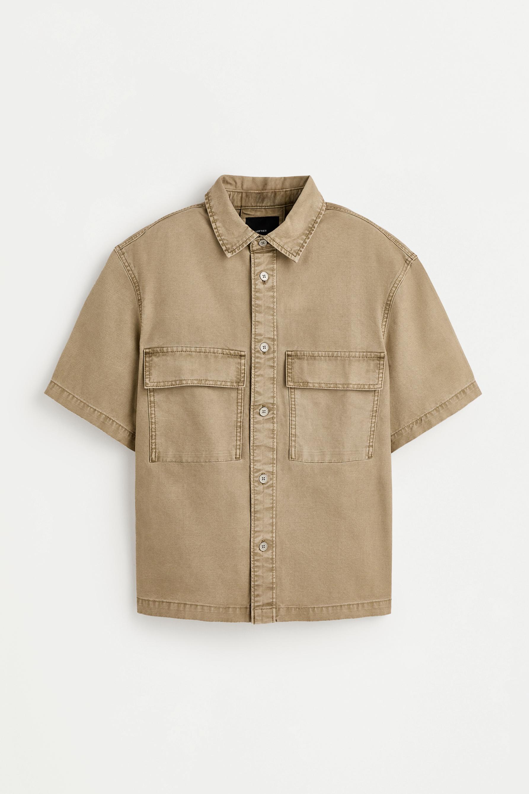 Denim shirt with pockets — PALE OCHRE