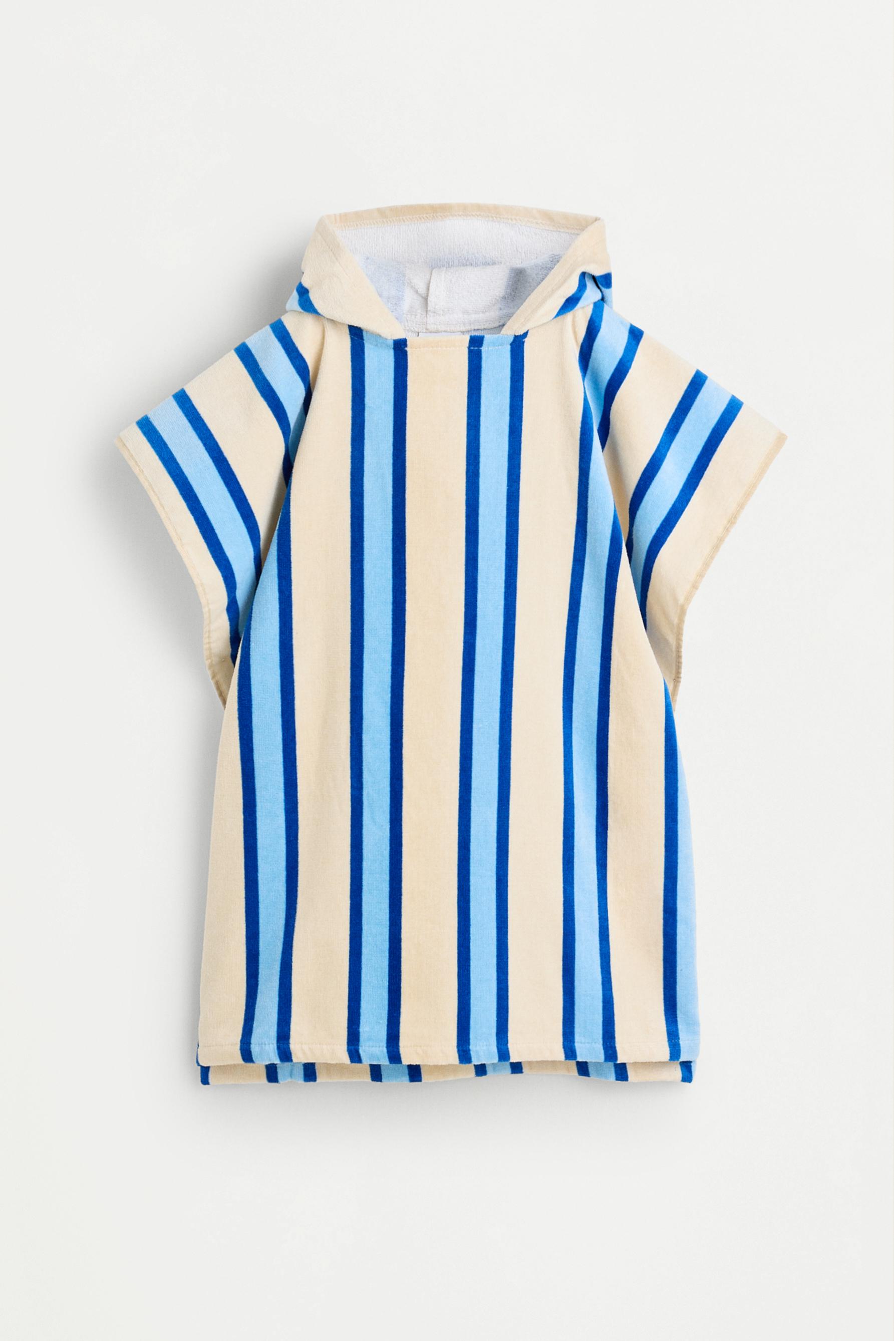 Kids' Blue Stripe Poncho Towel — BLUE