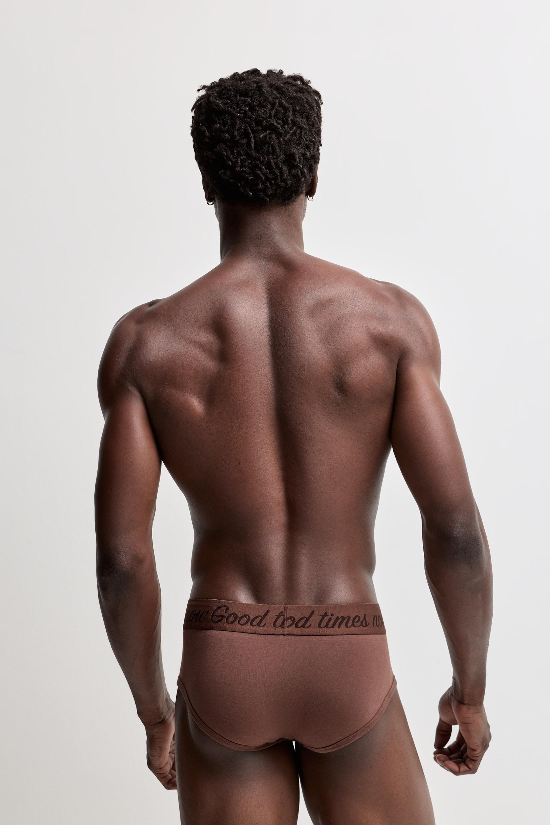Briefs with text (Pack of 5) — BROWN