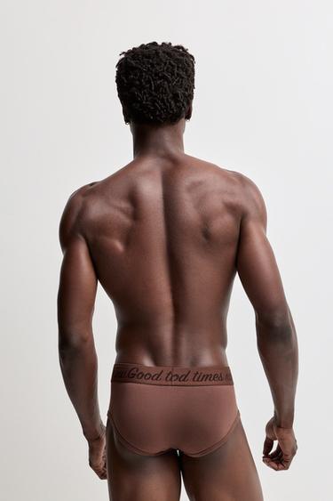 Briefs with text (Pack of 5) — BROWN 4