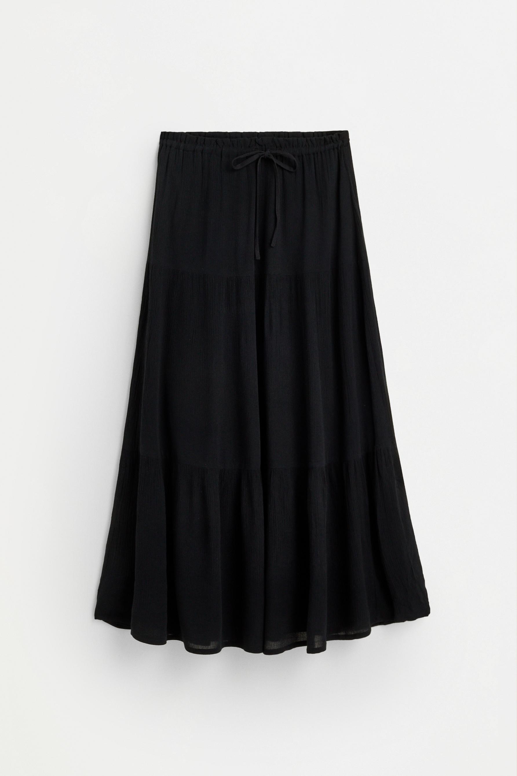 Basic textured midi skirt — BLACK