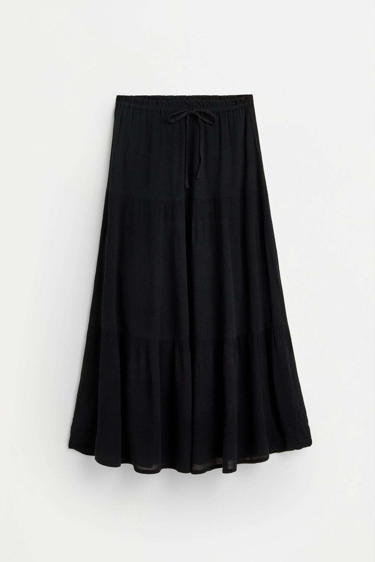 Basic textured midi skirt — BLACK