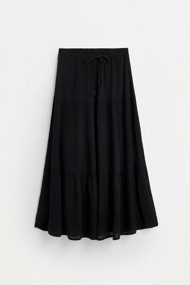 Basic textured midi skirt — BLACK 6