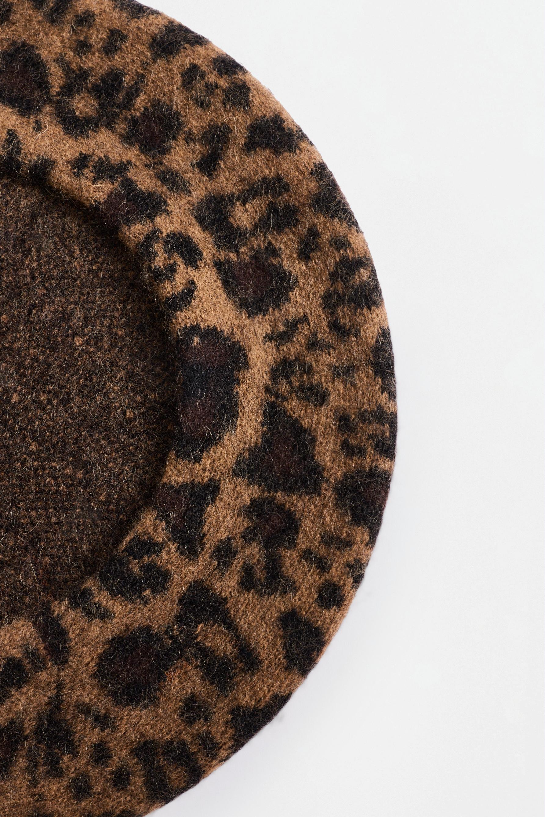 95% wool leopard beret — LEOPARD PRINT
