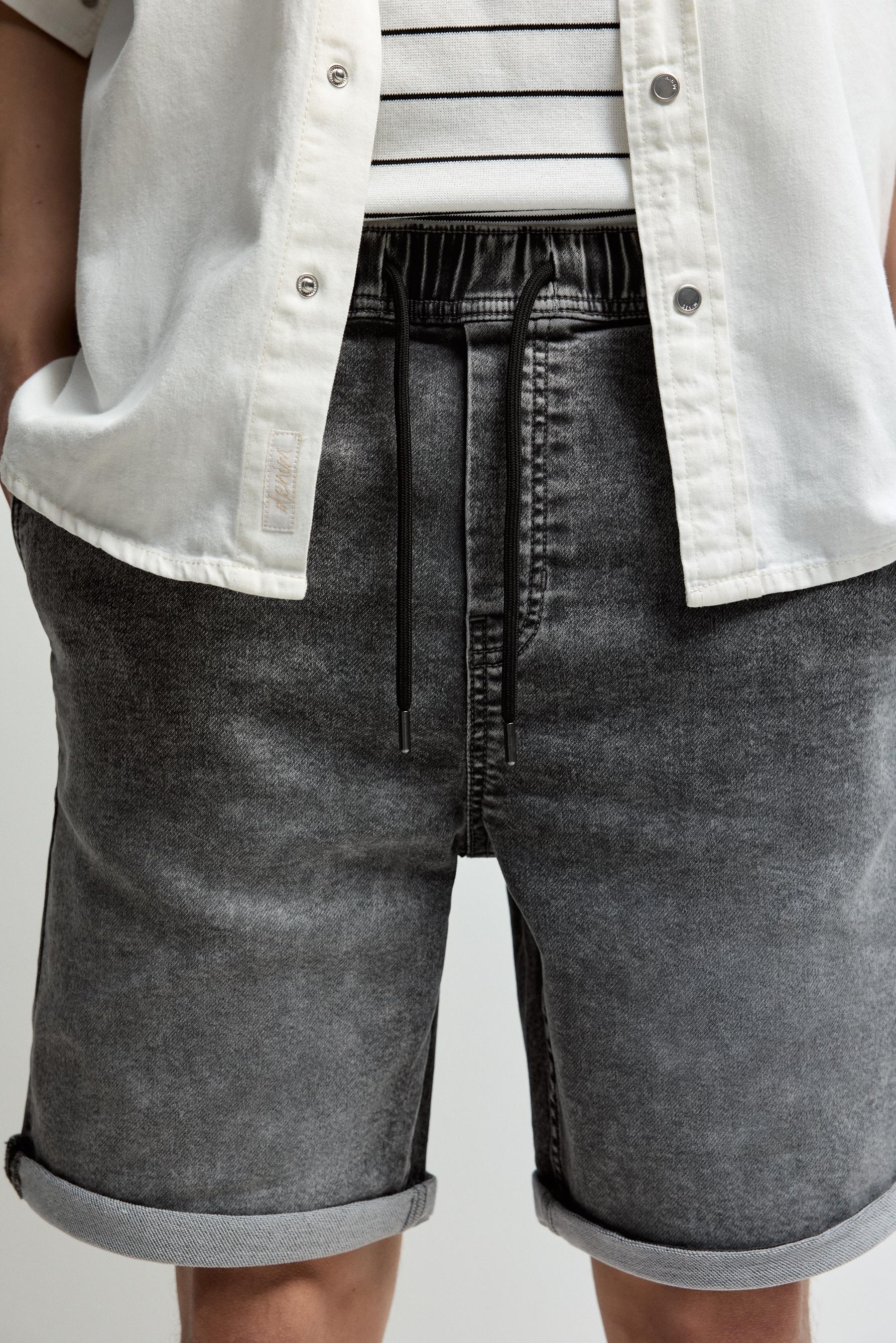 Denim jogger Bermuda shorts — CHARCOAL