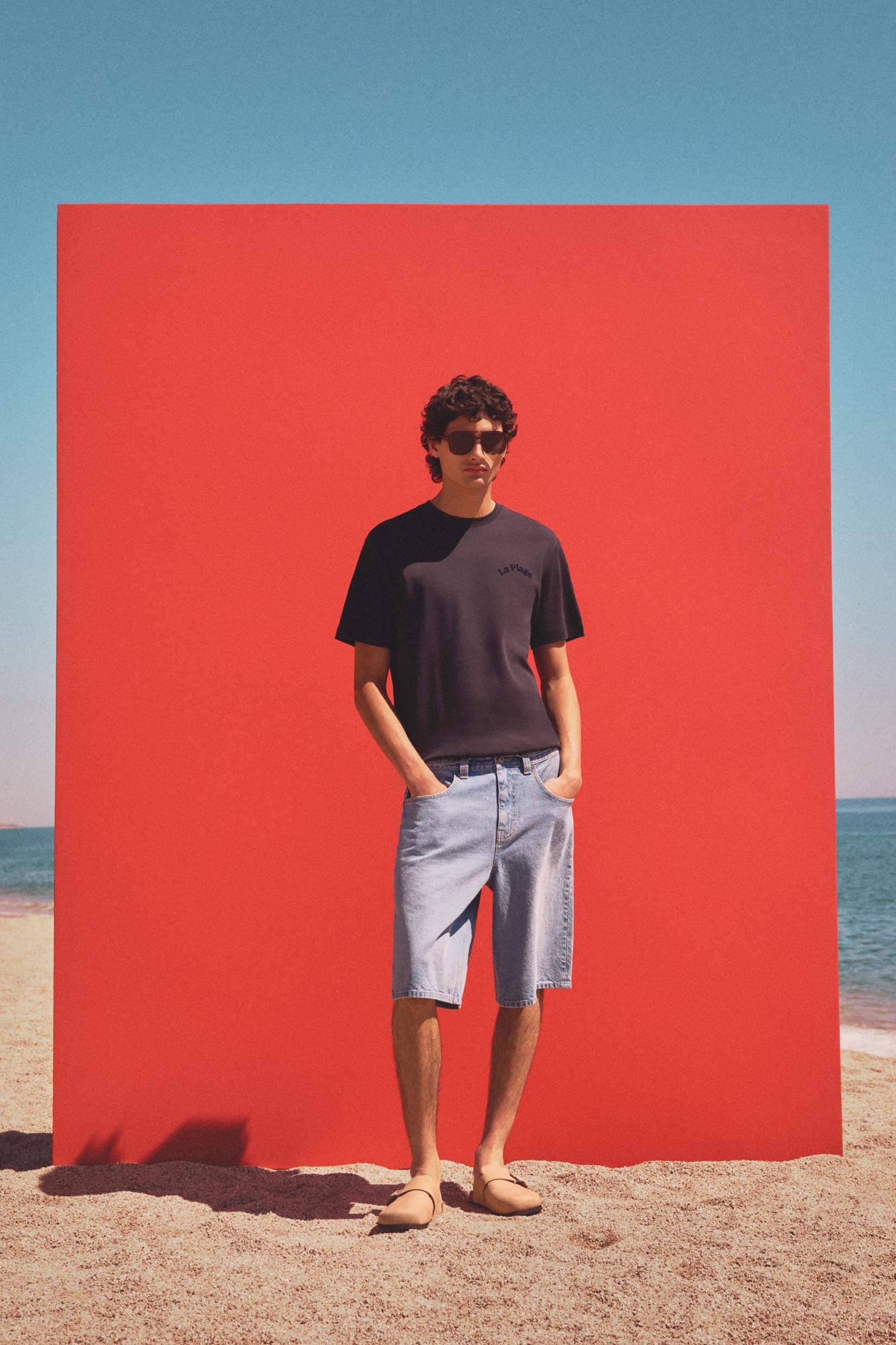 Straight denim Bermuda shorts — SKY BLUE