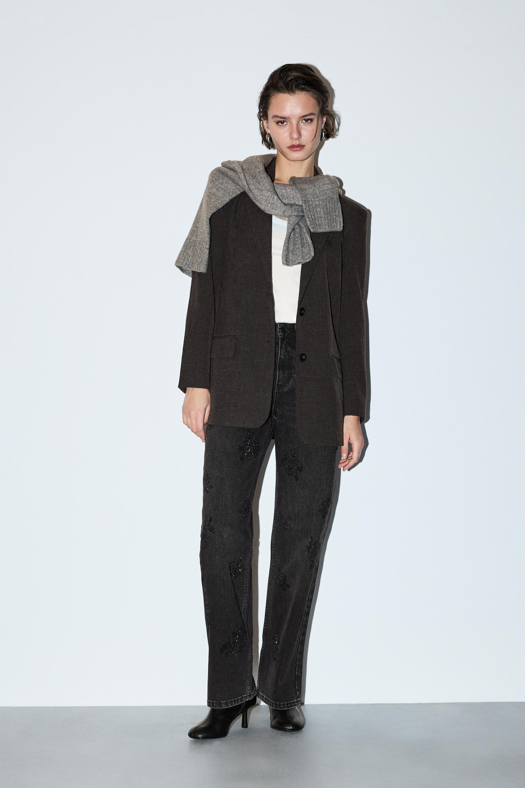 Jeans slim wide strass