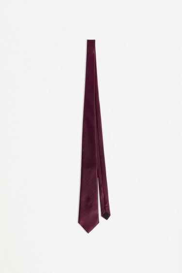 Textured tie — BURGUNDY 2