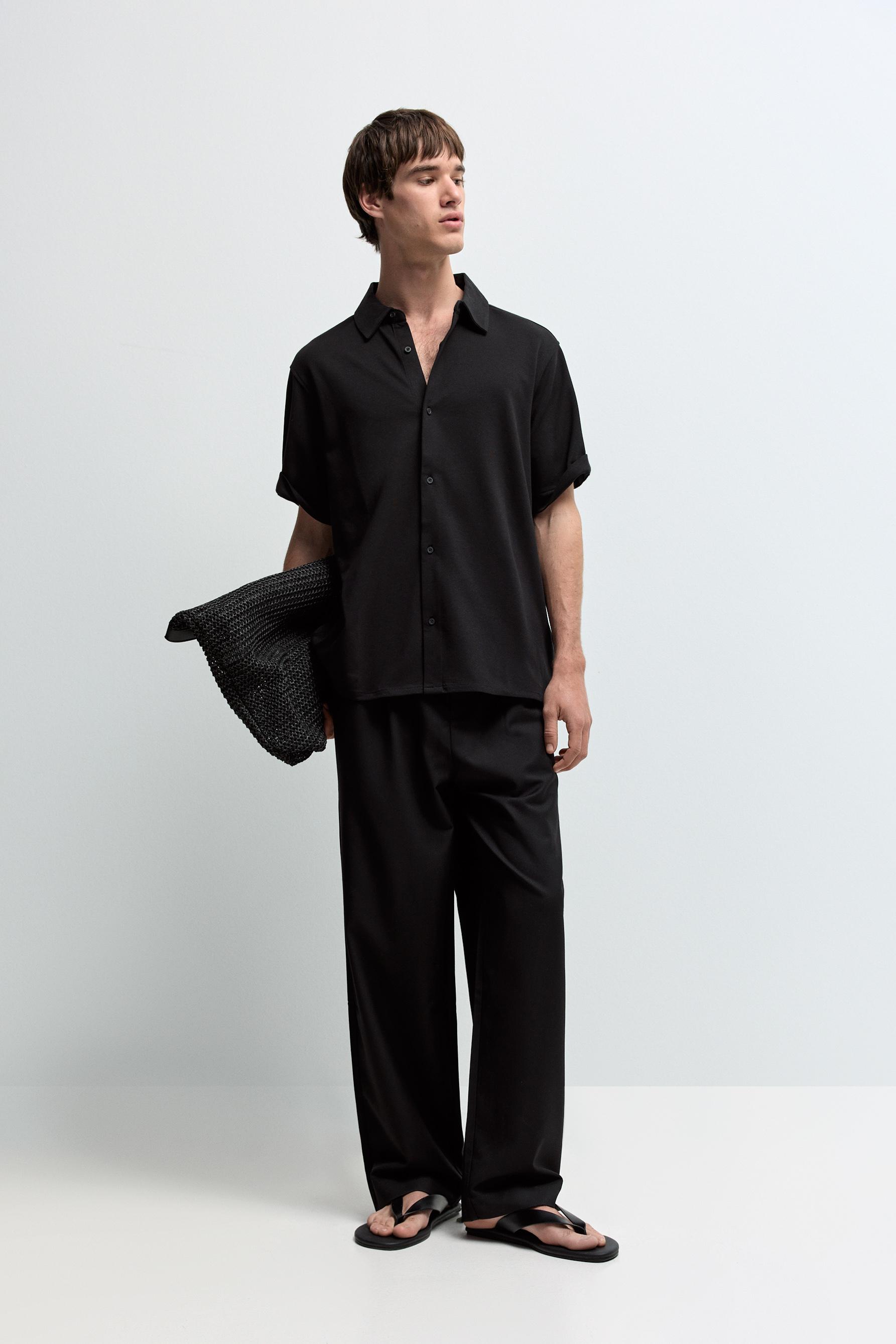 Interlock shirt — BLACK