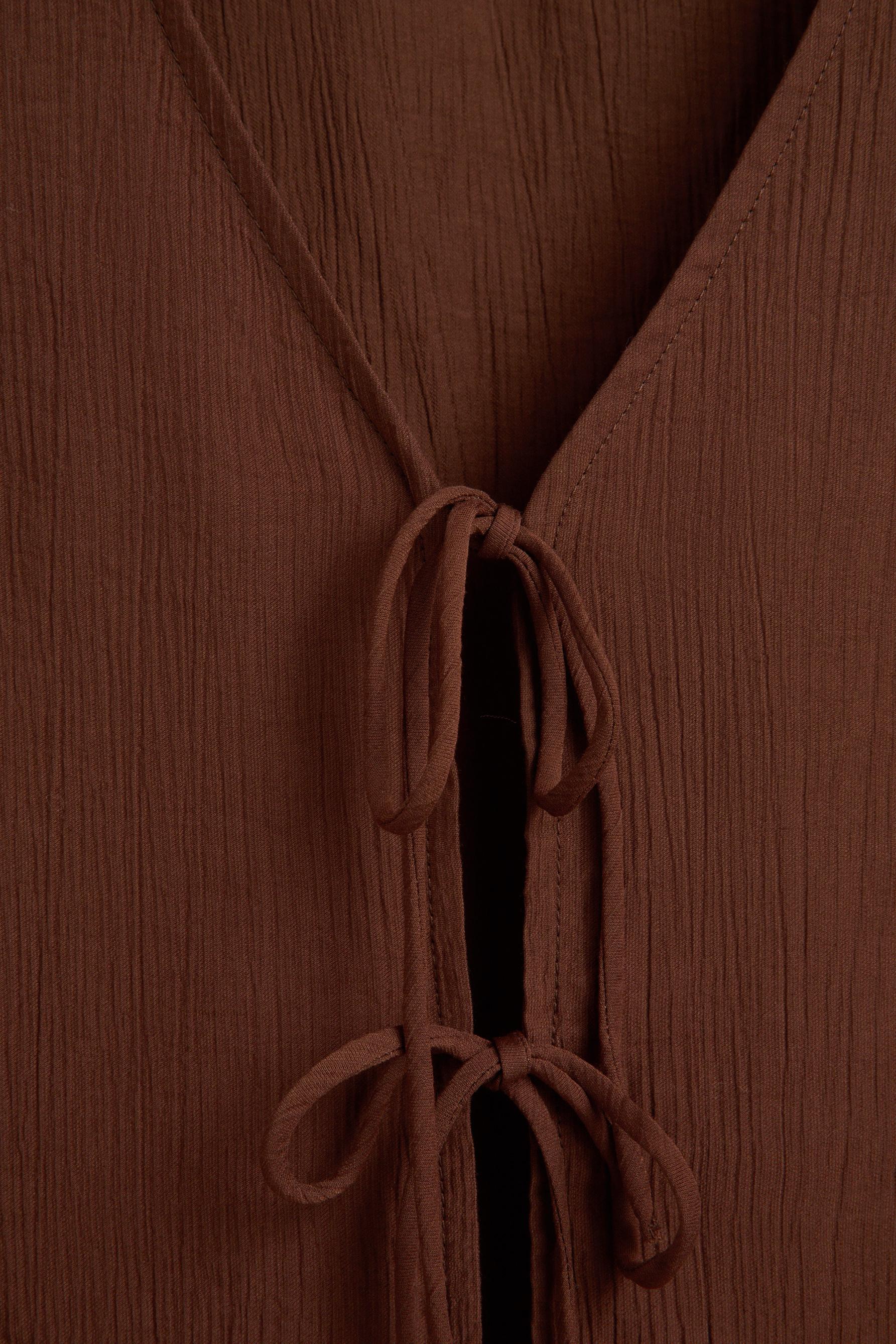 Textured tie-front shirt — OCHRE