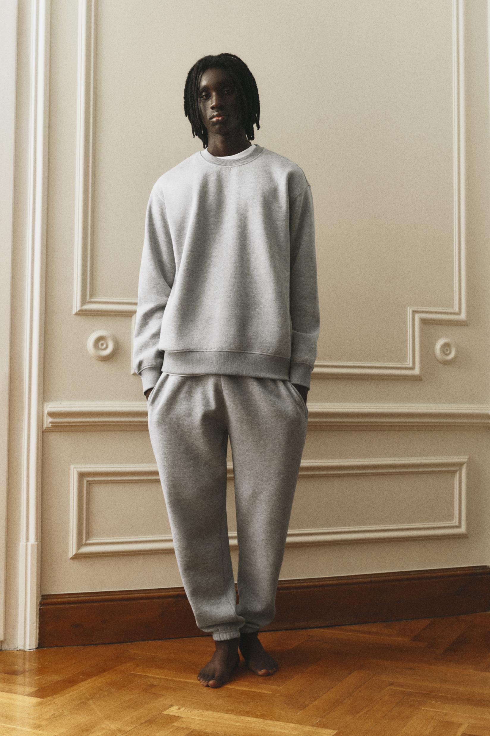 Slim fit tracksuit bottoms — GREY MARL