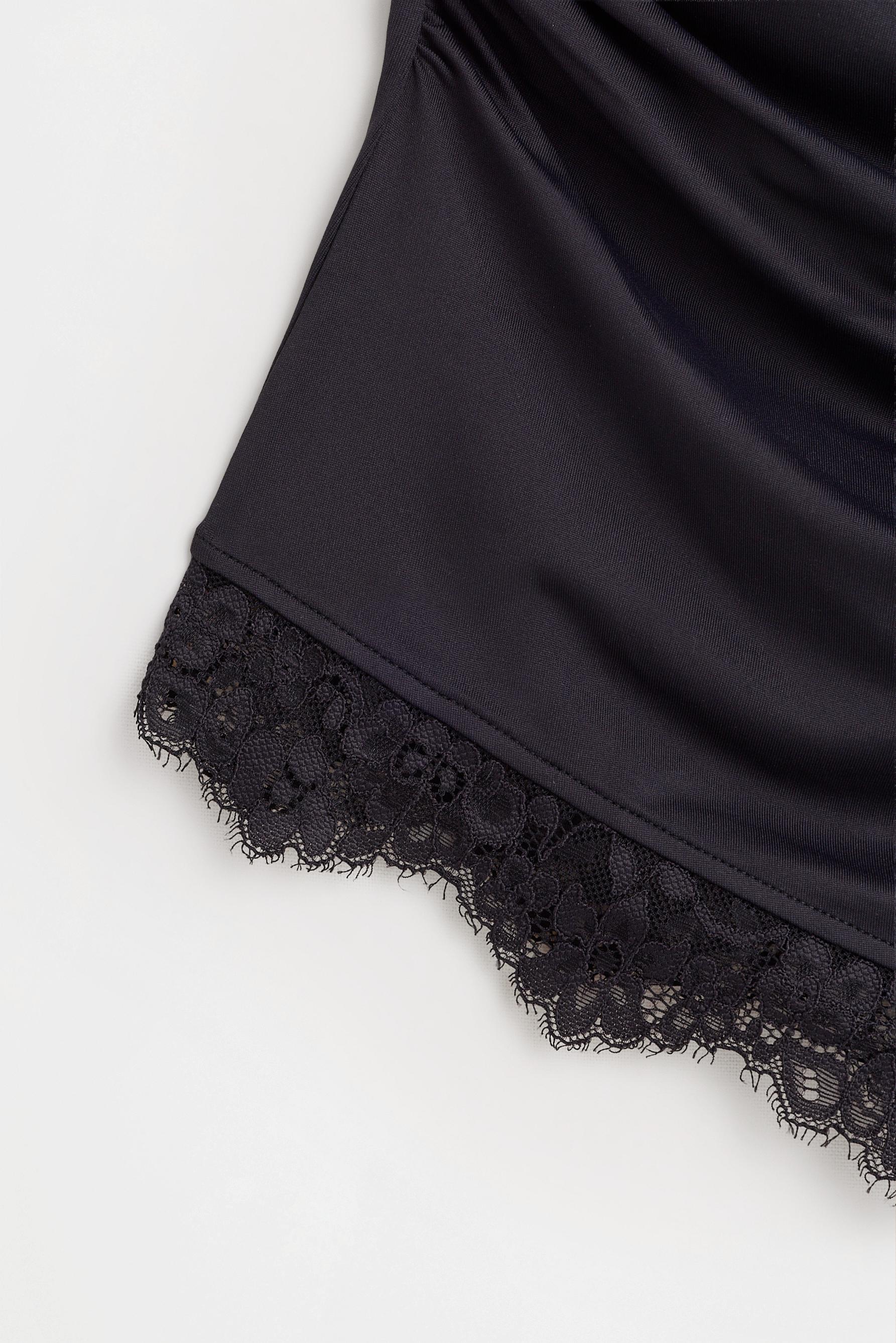 Asymmetric lace top — BLACK